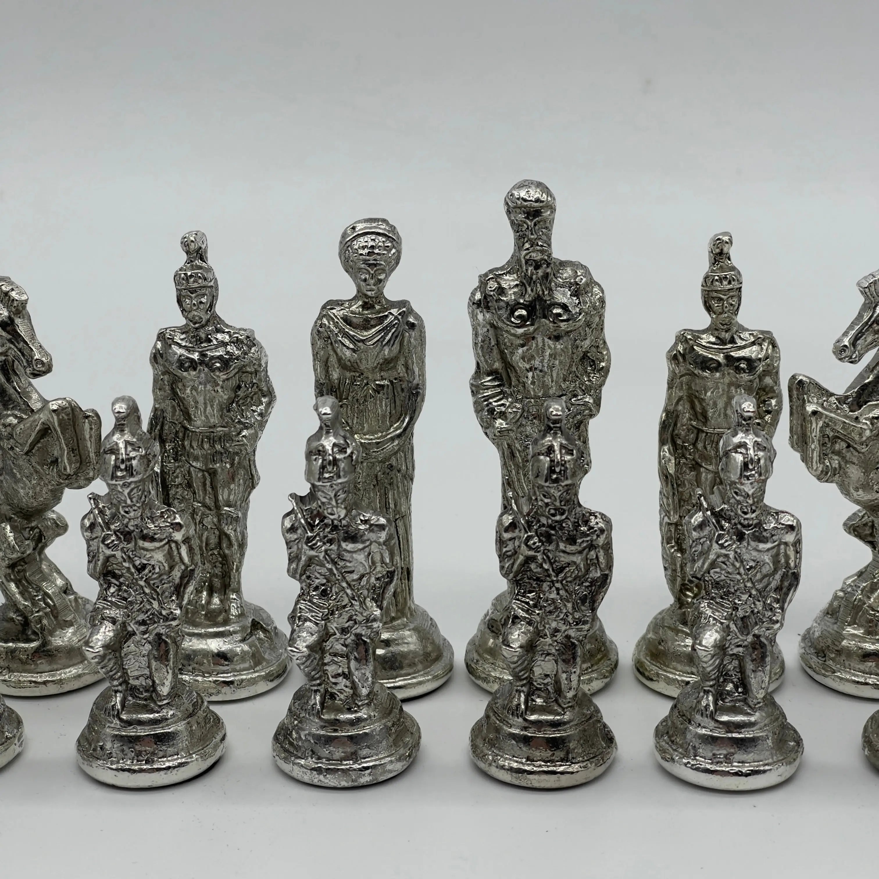 Handmade Metal Large Chess Pieces, Gold-Silver Pegasus Large Metal Chess Pieces