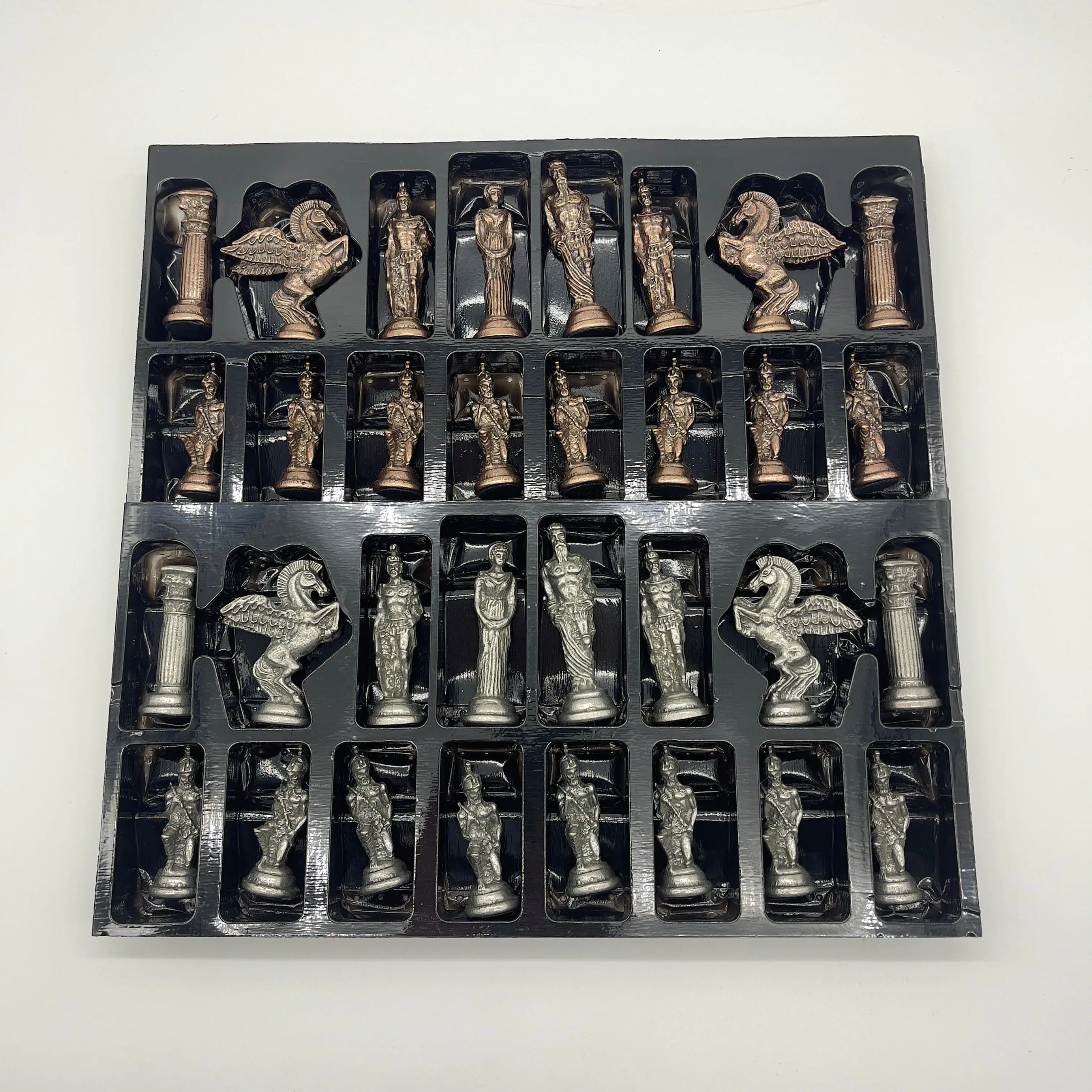 Handmade Copper-Silver Large Metal Pegasus Chess Pieces, Chess Pieces Set