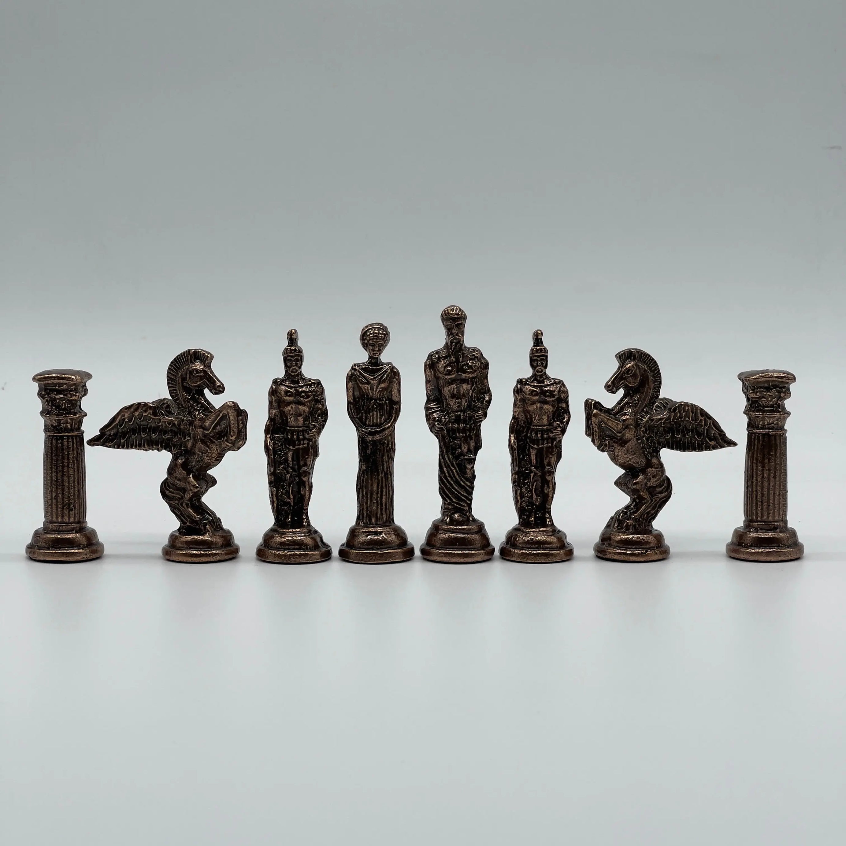 Handmade Copper-Silver Large Metal Pegasus Chess Pieces, Chess Pieces Set