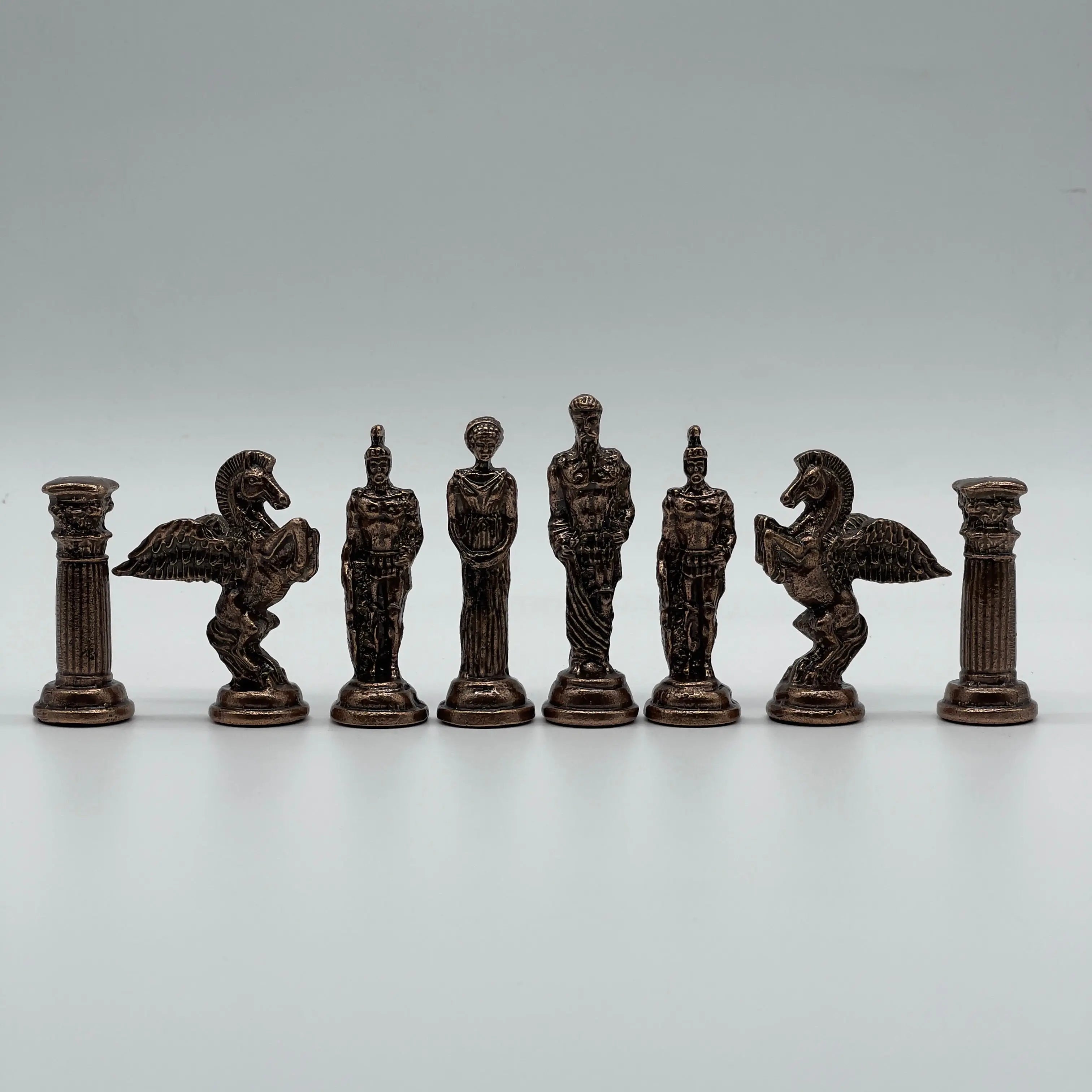 Handmade Copper-Silver Large Metal Pegasus Chess Pieces, Chess Pieces Set