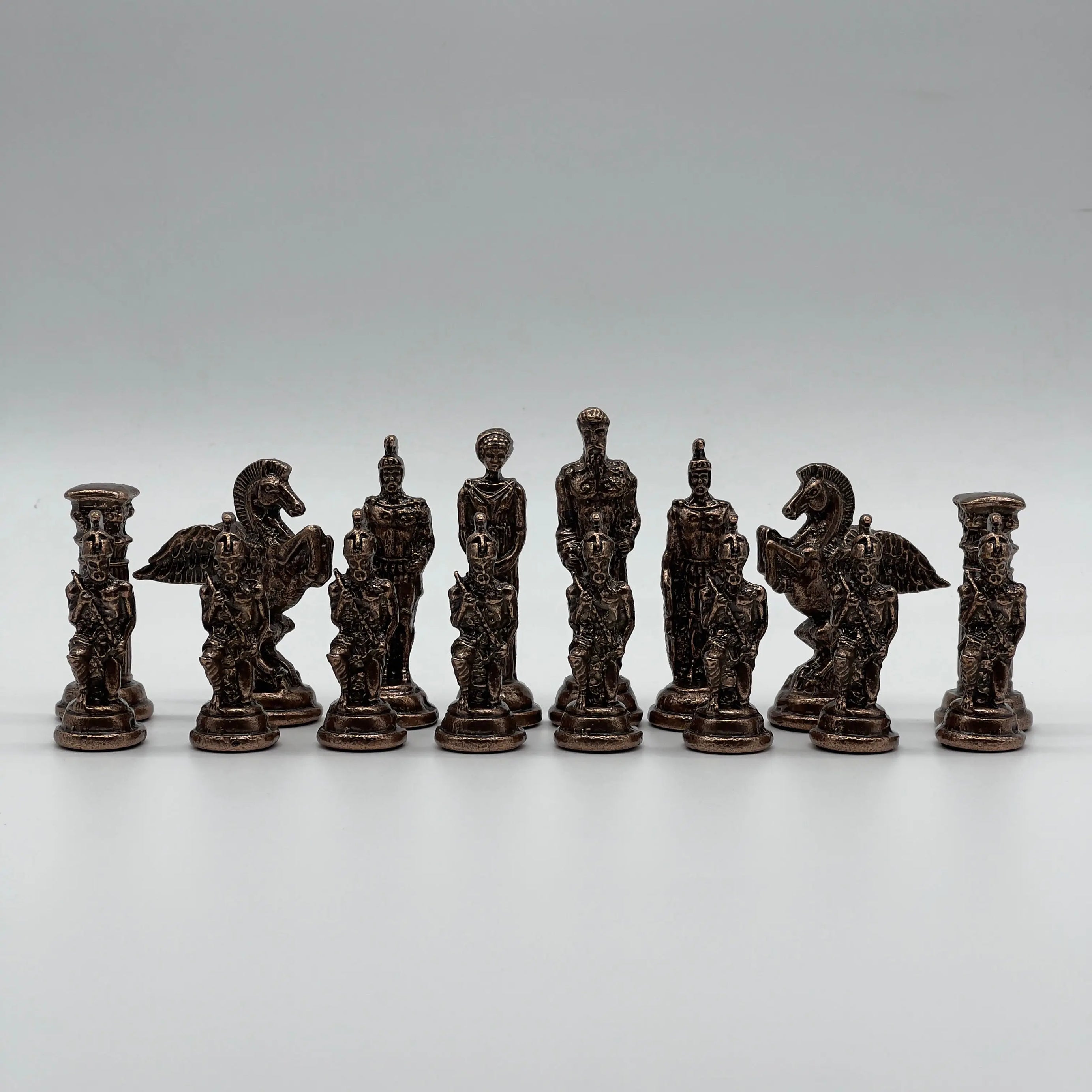 Handmade Copper-Silver Large Metal Pegasus Chess Pieces, Chess Pieces Set