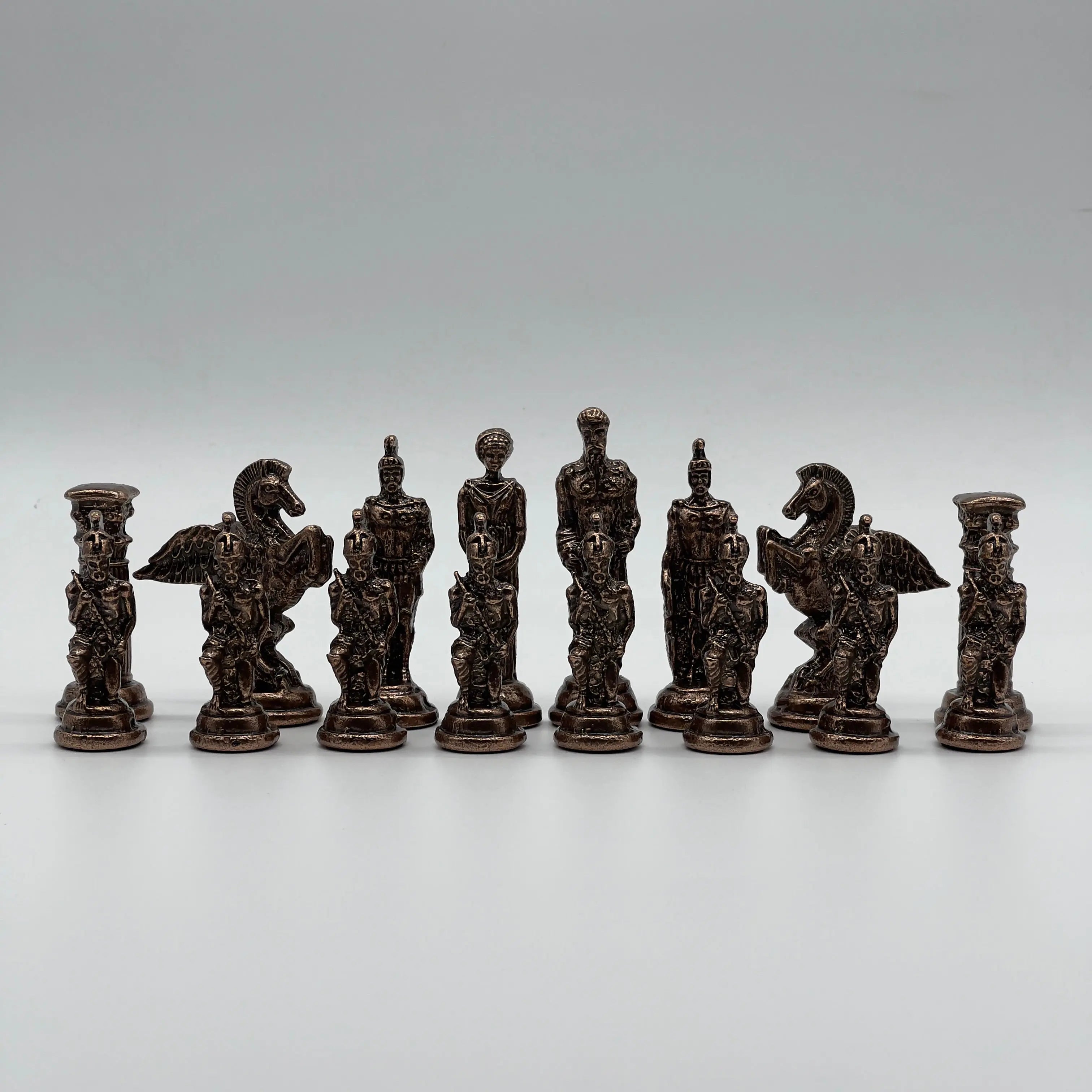 Handmade Copper-Silver Large Metal Pegasus Chess Pieces, Chess Pieces Set