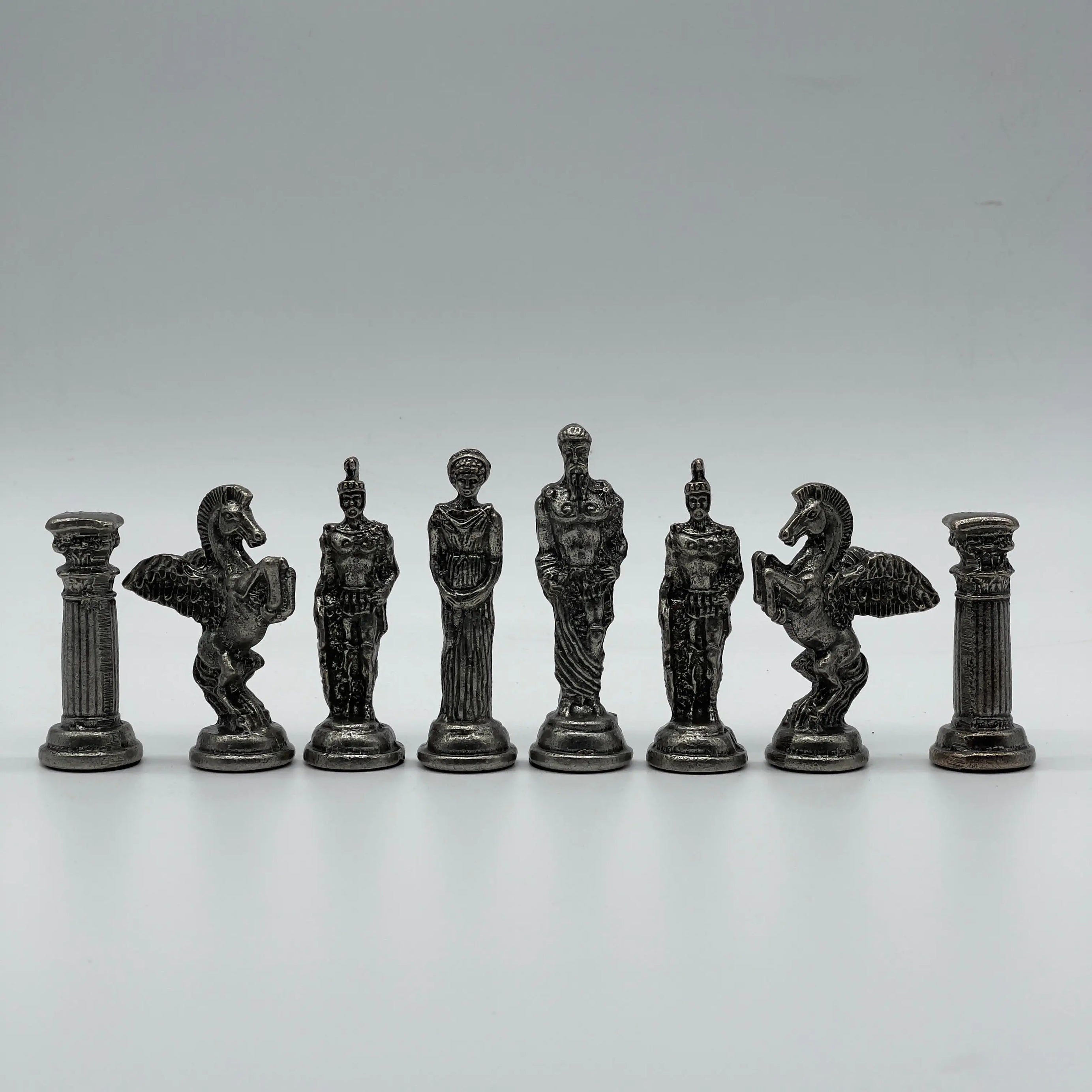 Handmade Copper-Silver Large Metal Pegasus Chess Pieces, Chess Pieces Set
