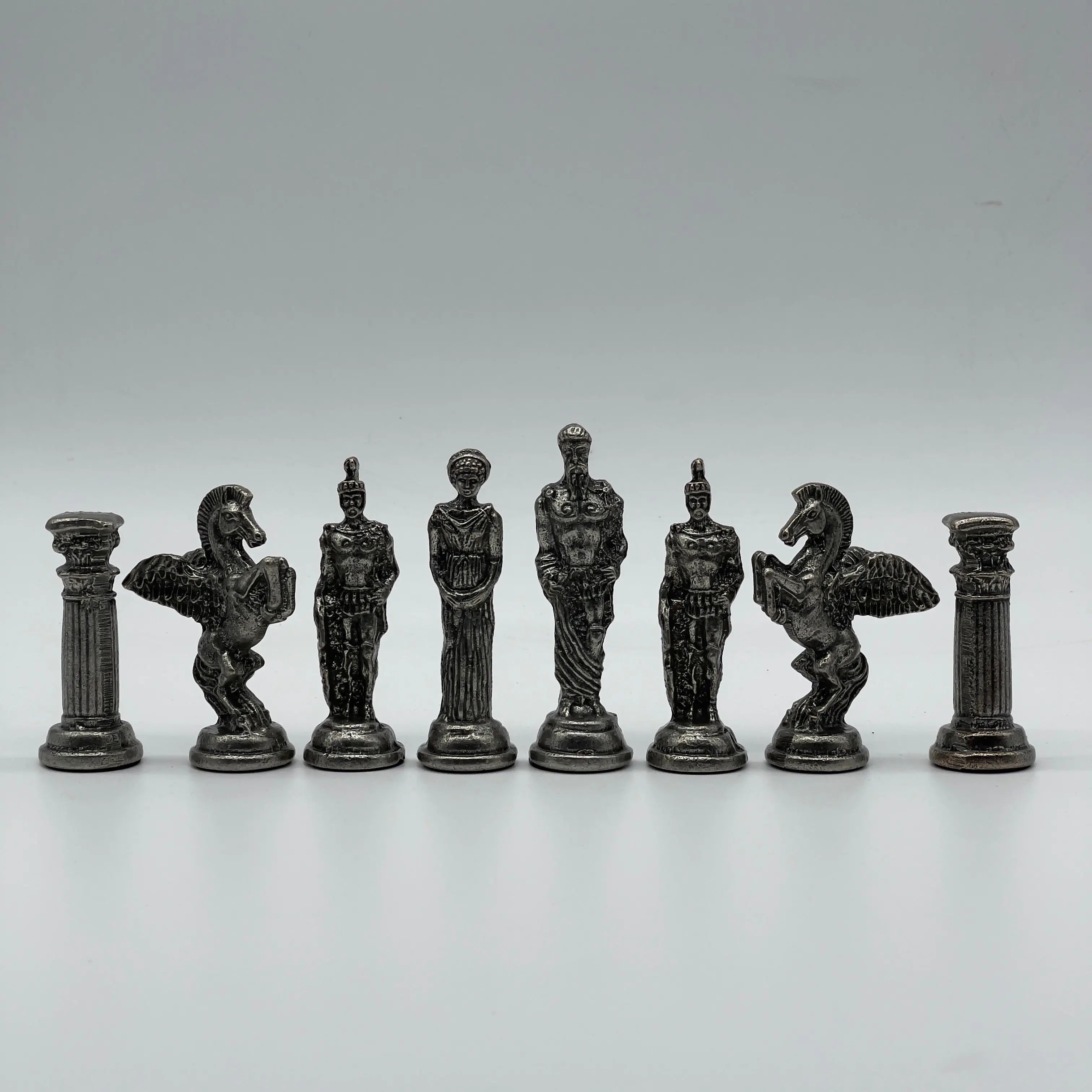 Handmade Copper-Silver Large Metal Pegasus Chess Pieces, Chess Pieces Set