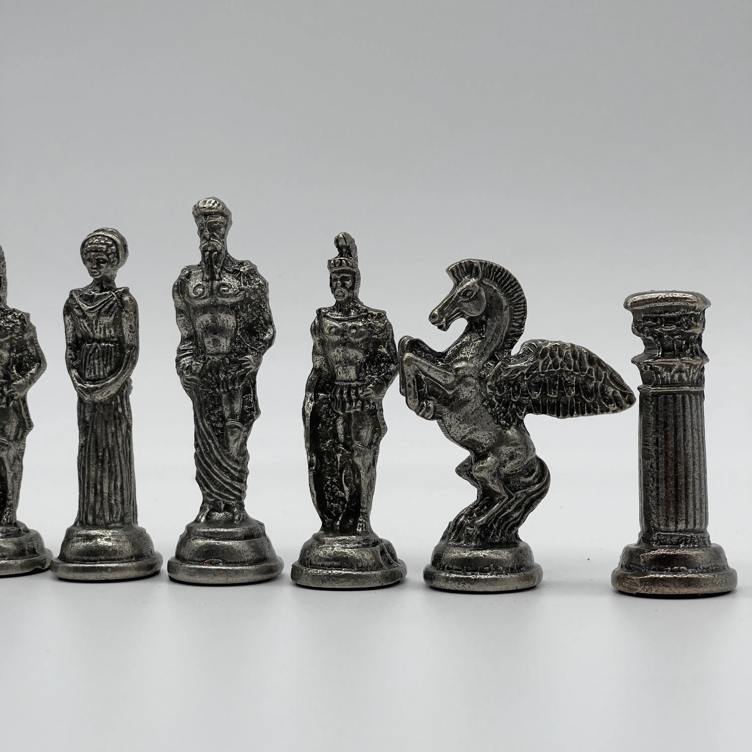Handmade Copper-Silver Large Metal Pegasus Chess Pieces, Chess Pieces Set