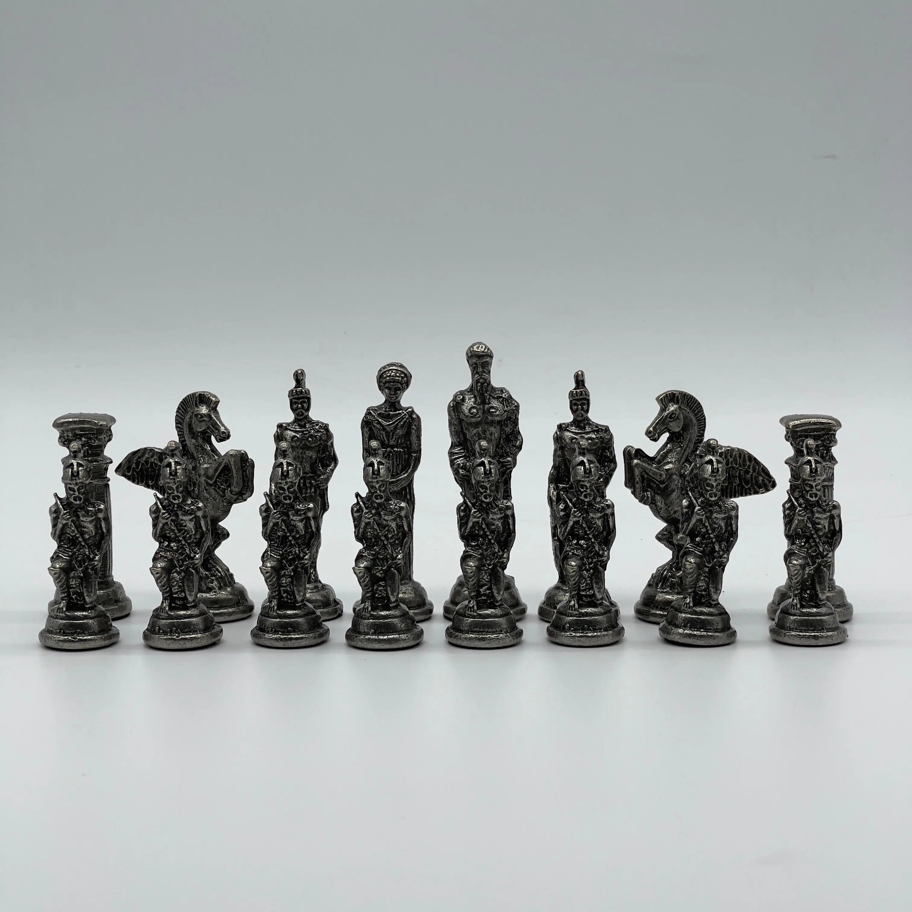 Handmade Copper-Silver Large Metal Pegasus Chess Pieces, Chess Pieces Set