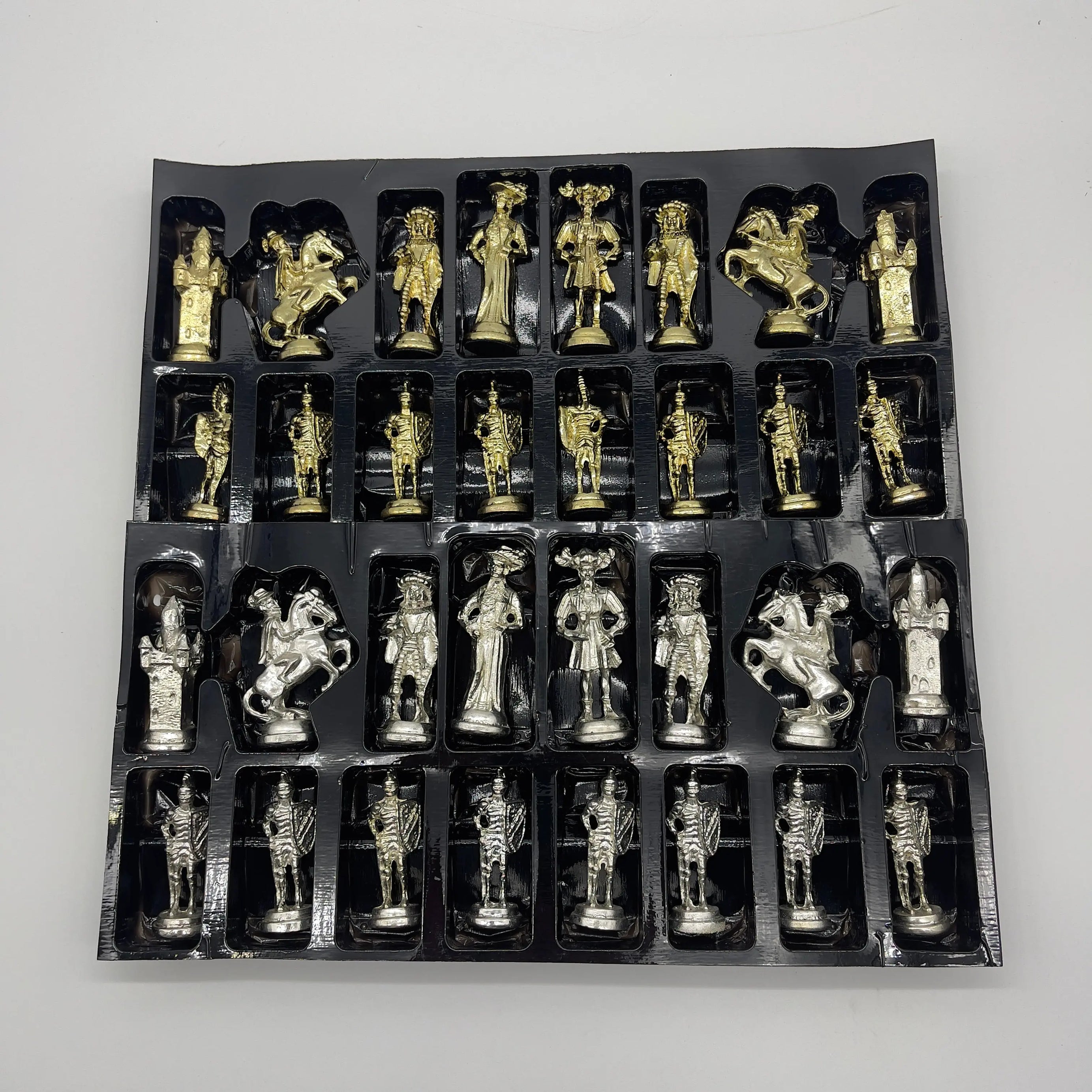 Handmade Metal Large Chess Pieces, Gold Silver Spanish Large Metal Chess Pieces