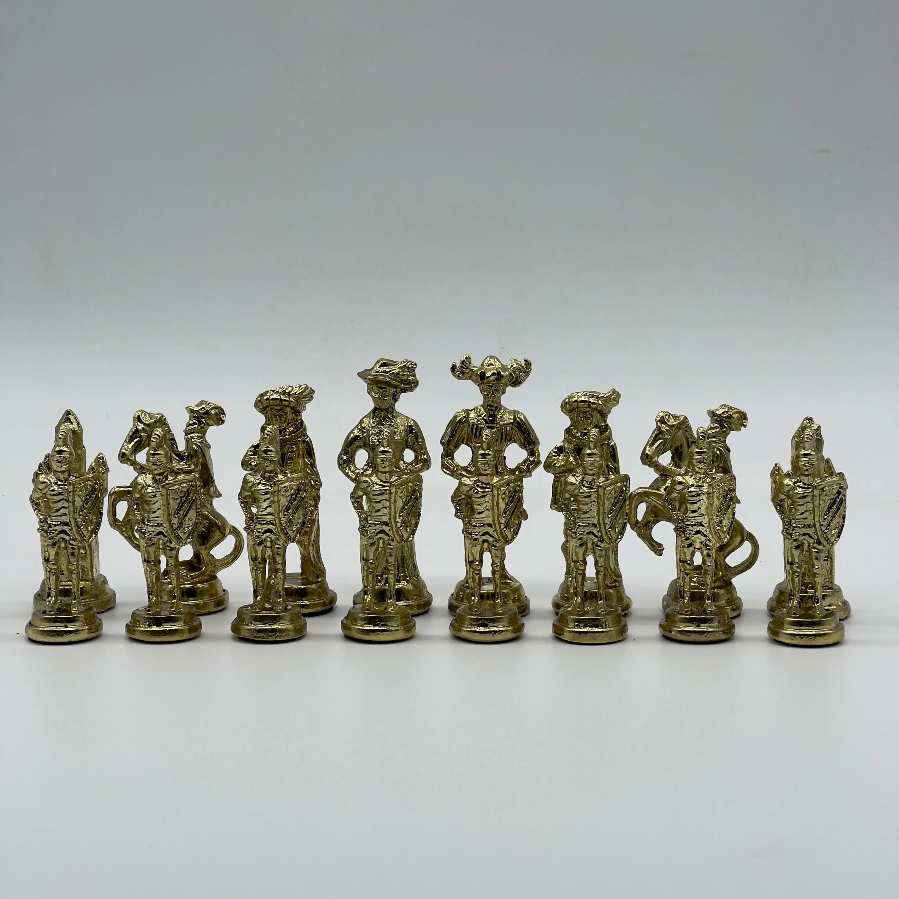 Handmade Metal Large Chess Pieces, Gold Silver Spanish Large Metal Chess Pieces