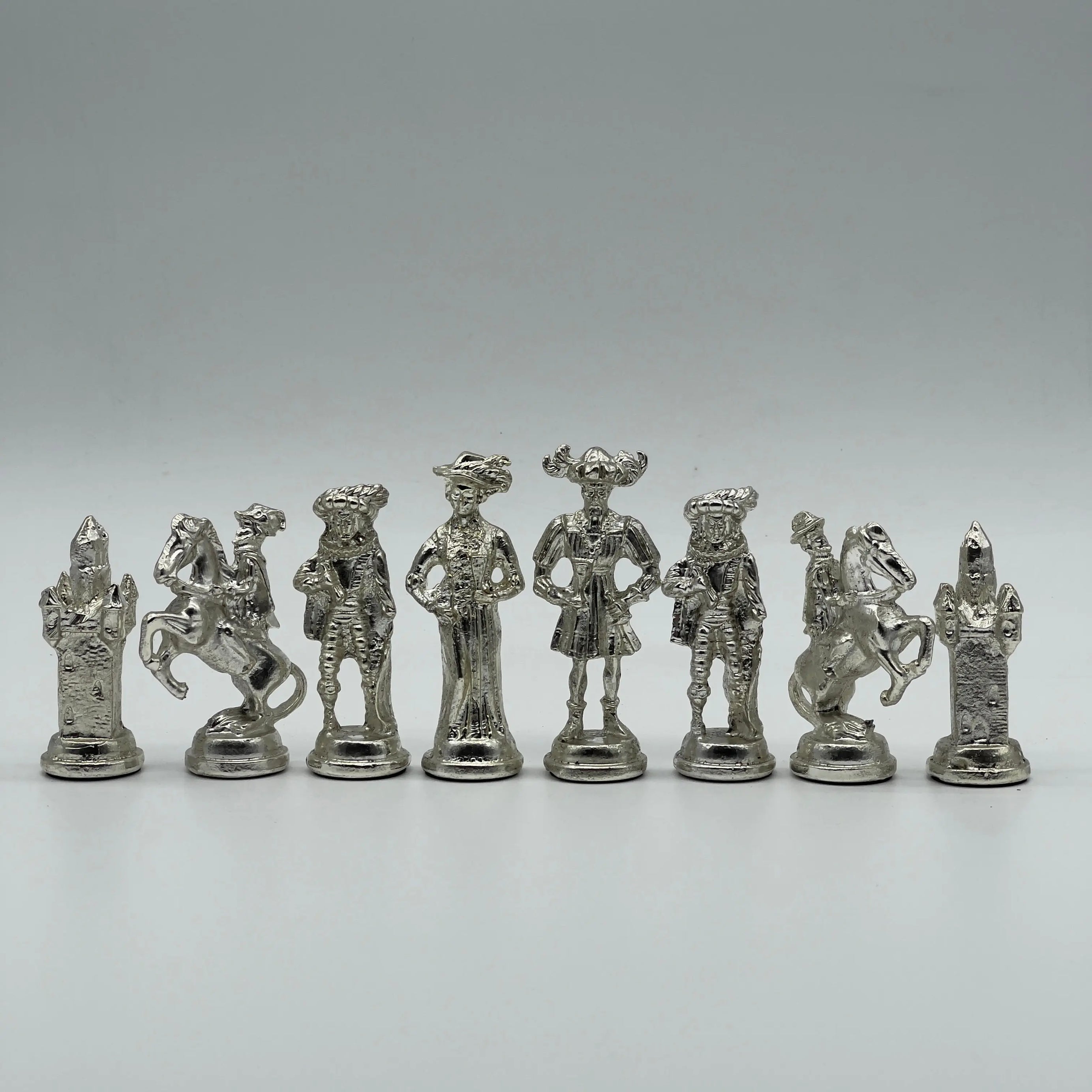 Handmade Metal Large Chess Pieces, Gold Silver Spanish Large Metal Chess Pieces