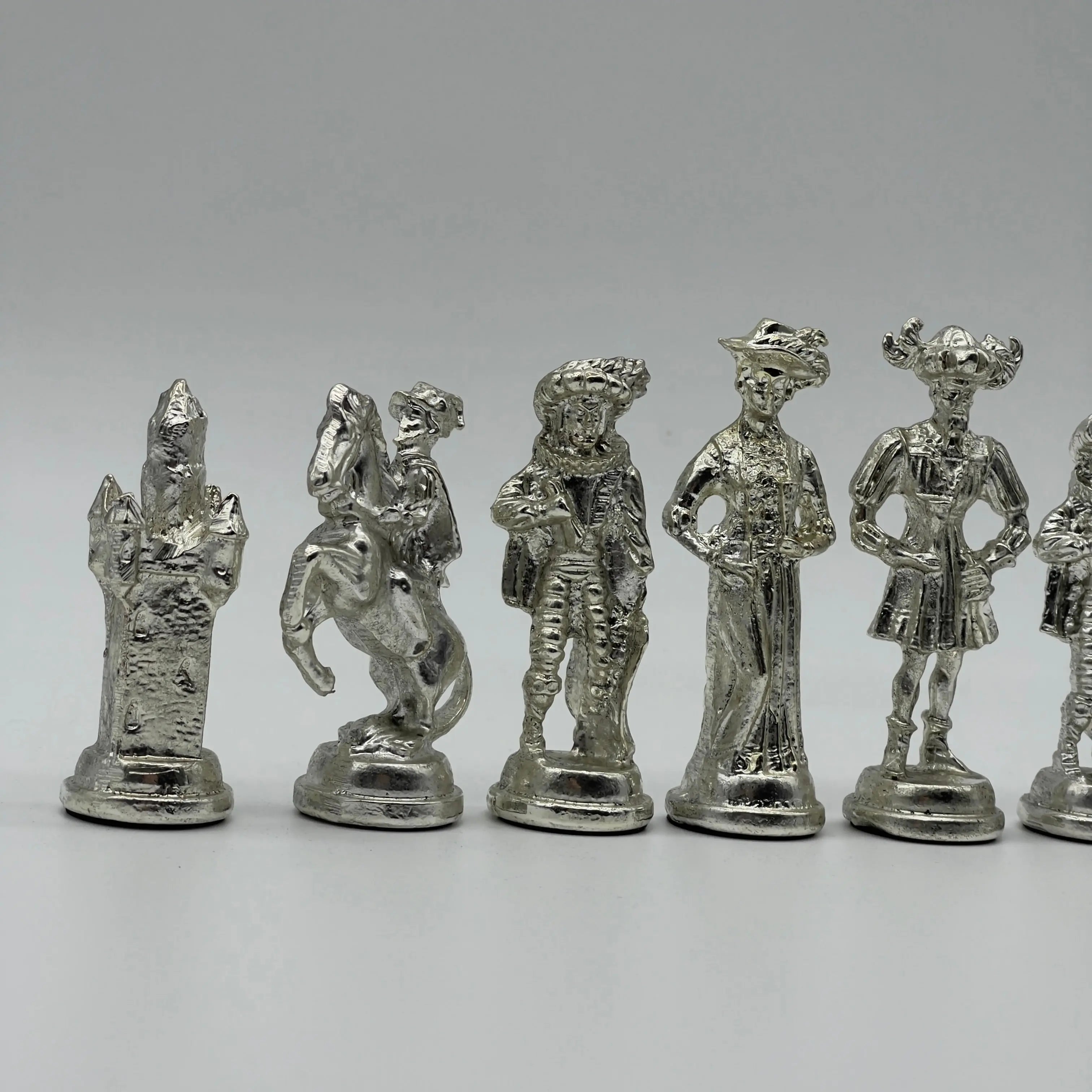 Handmade Metal Large Chess Pieces, Gold Silver Spanish Large Metal Chess Pieces