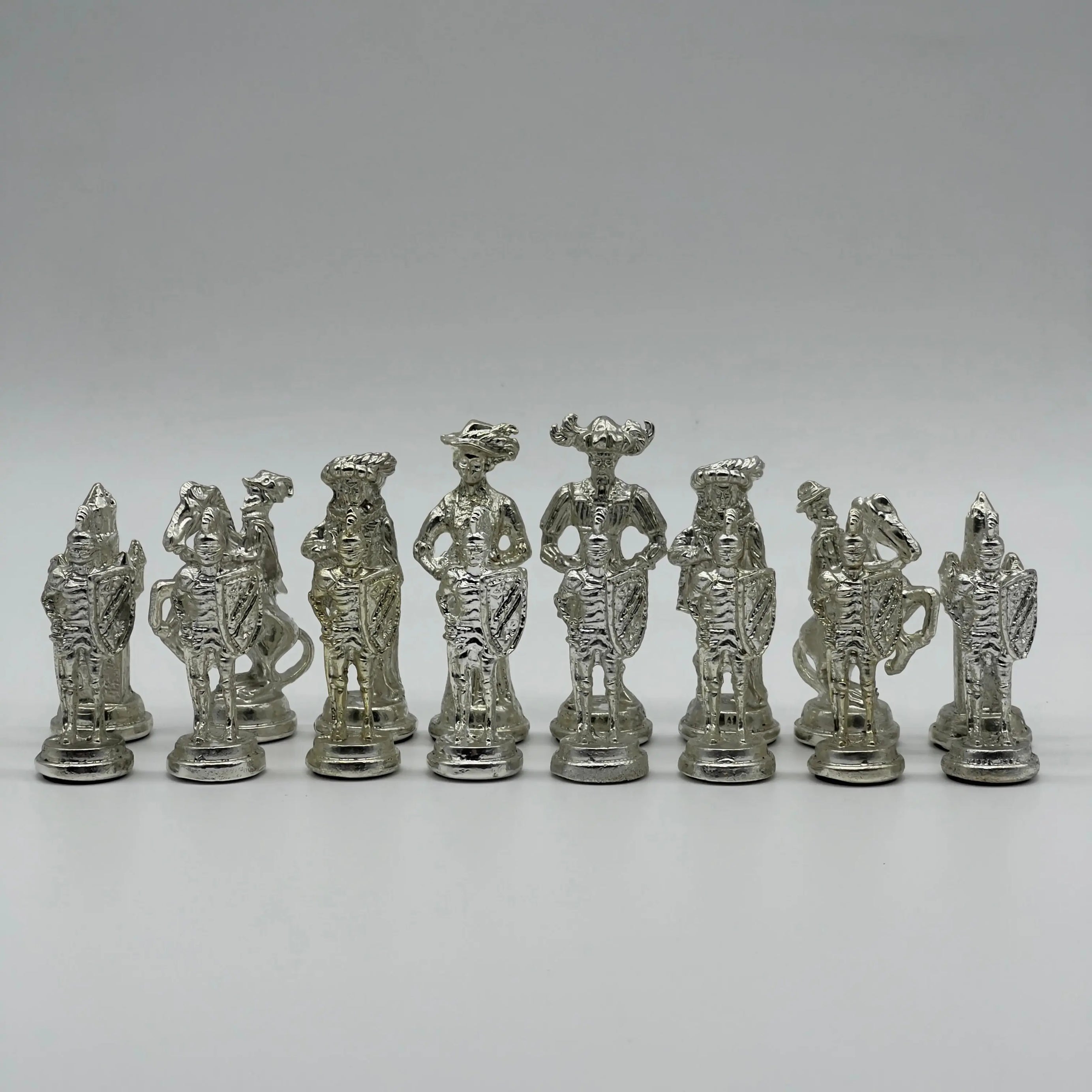 Handmade Metal Large Chess Pieces, Gold Silver Spanish Large Metal Chess Pieces
