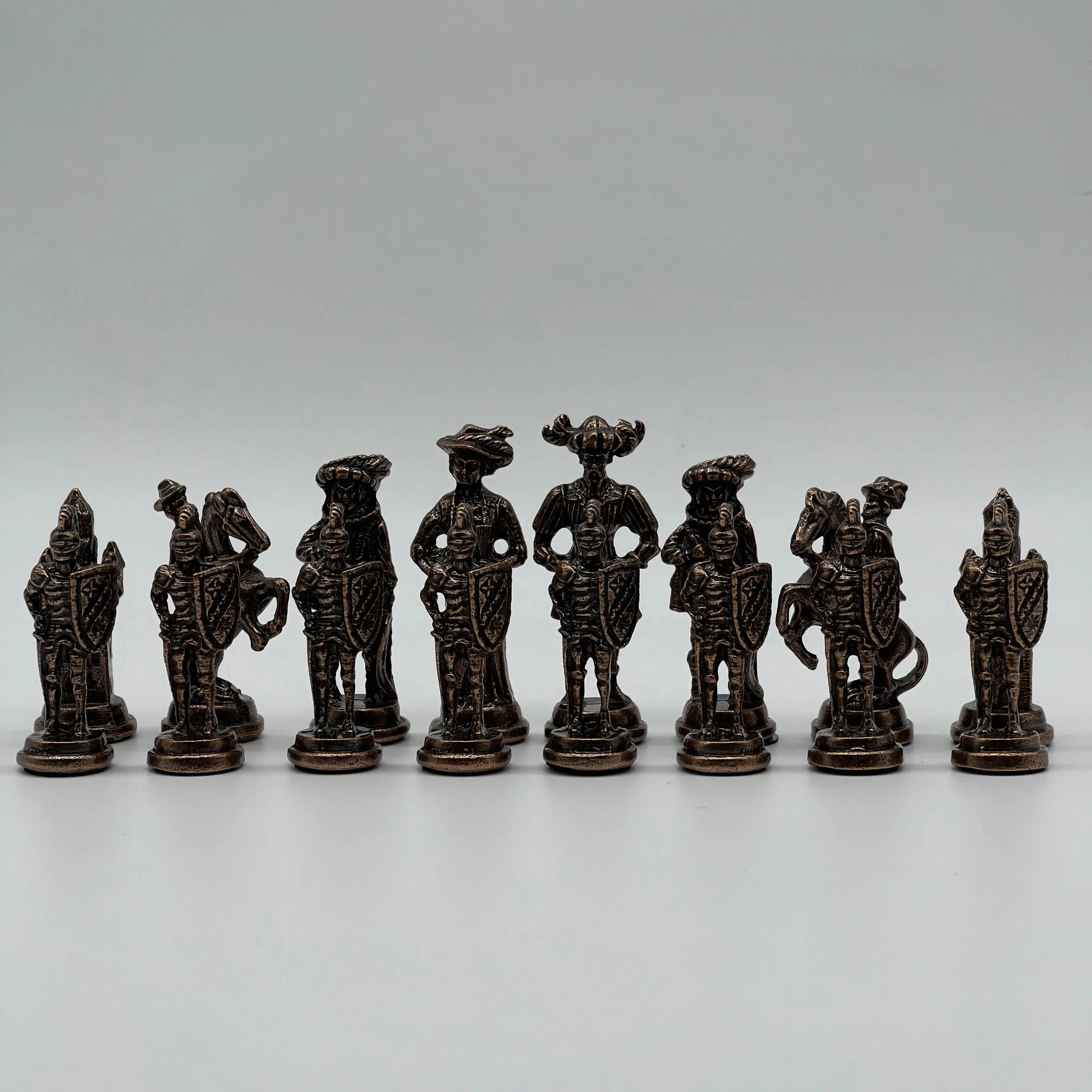 Handmade Metal Large Chess Pieces, Copper Silver Large Metal Chess Pieces