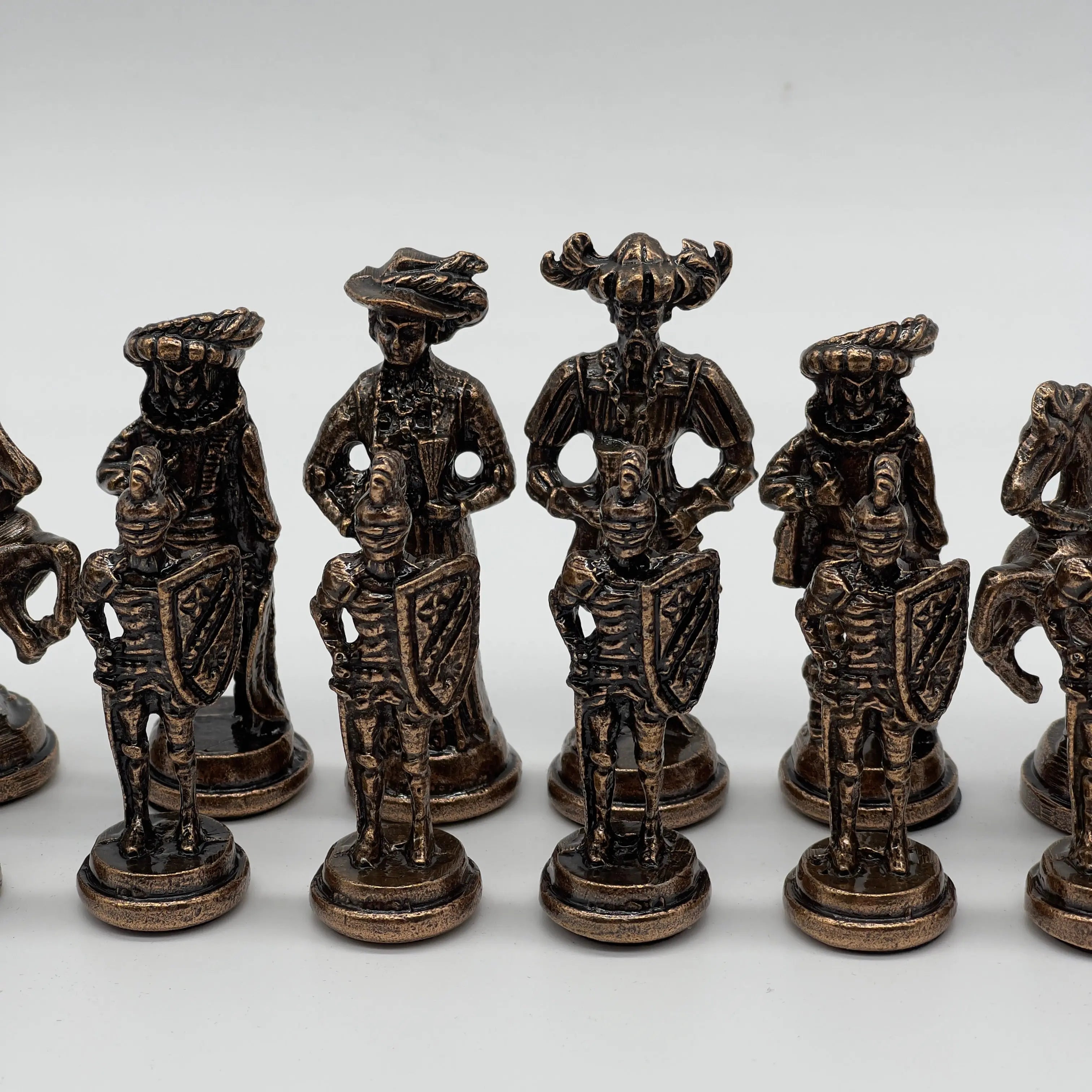 Handmade Metal Large Chess Pieces, Copper Silver Large Metal Chess Pieces