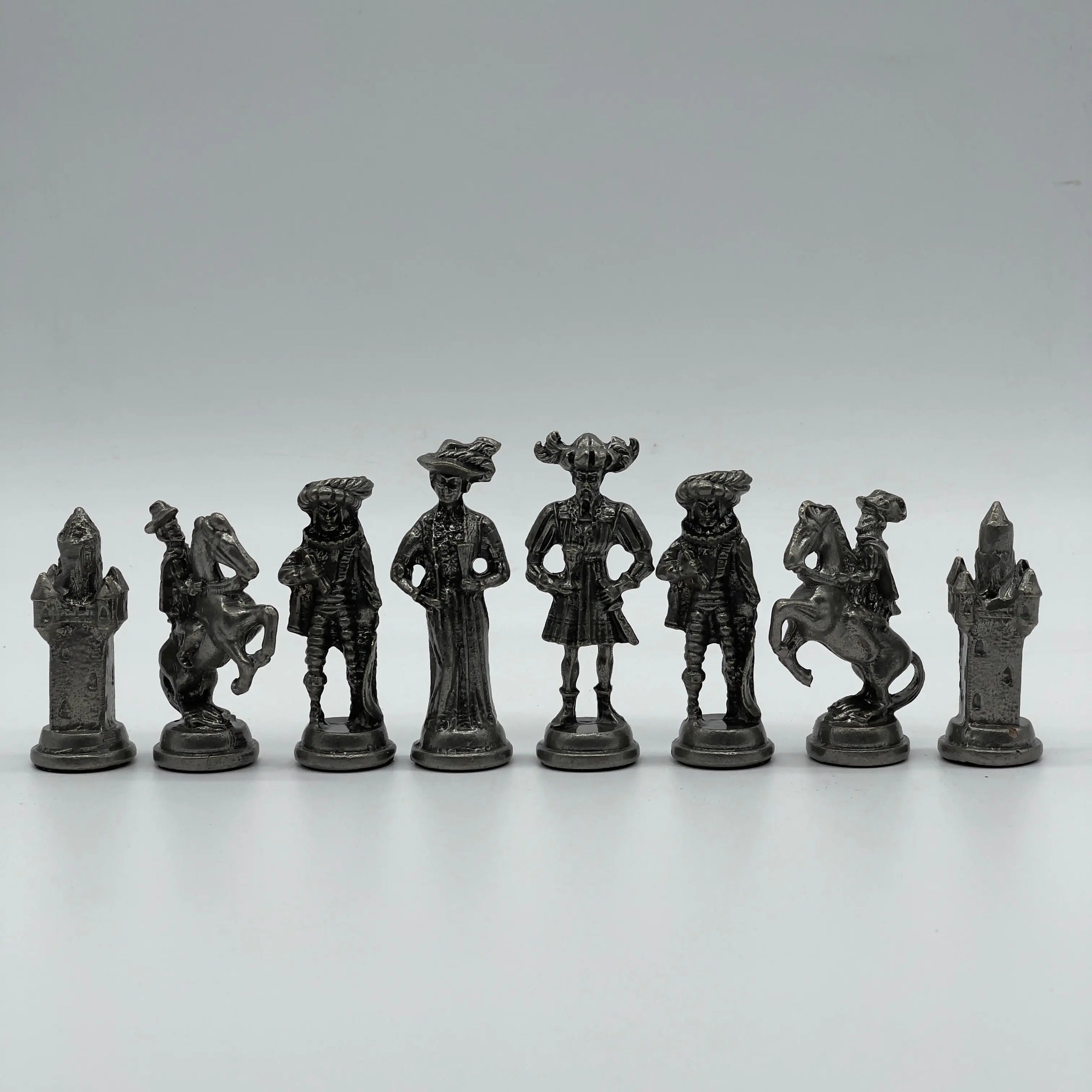 Handmade Metal Large Chess Pieces, Copper Silver Large Metal Chess Pieces