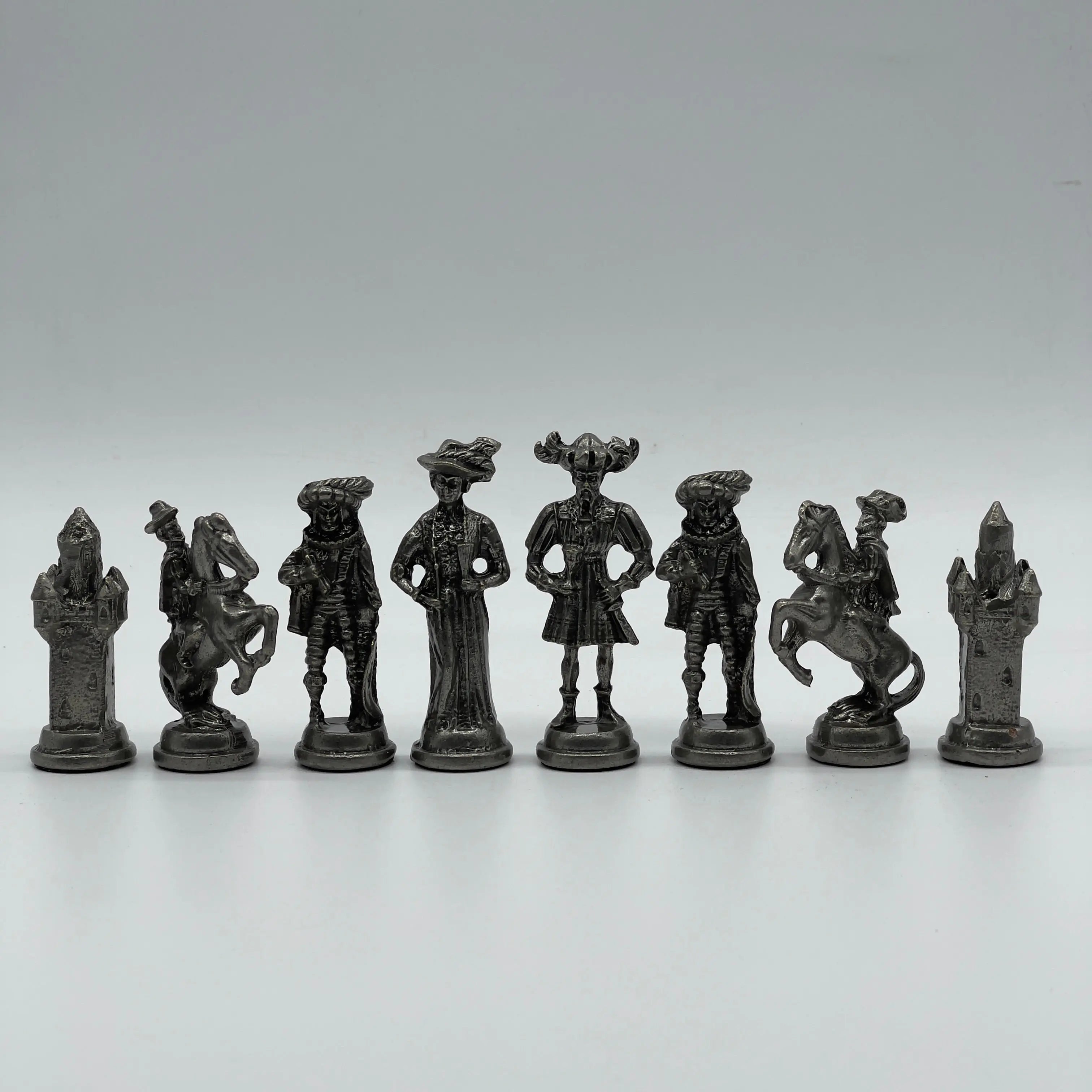 Handmade Metal Large Chess Pieces, Copper Silver Large Metal Chess Pieces