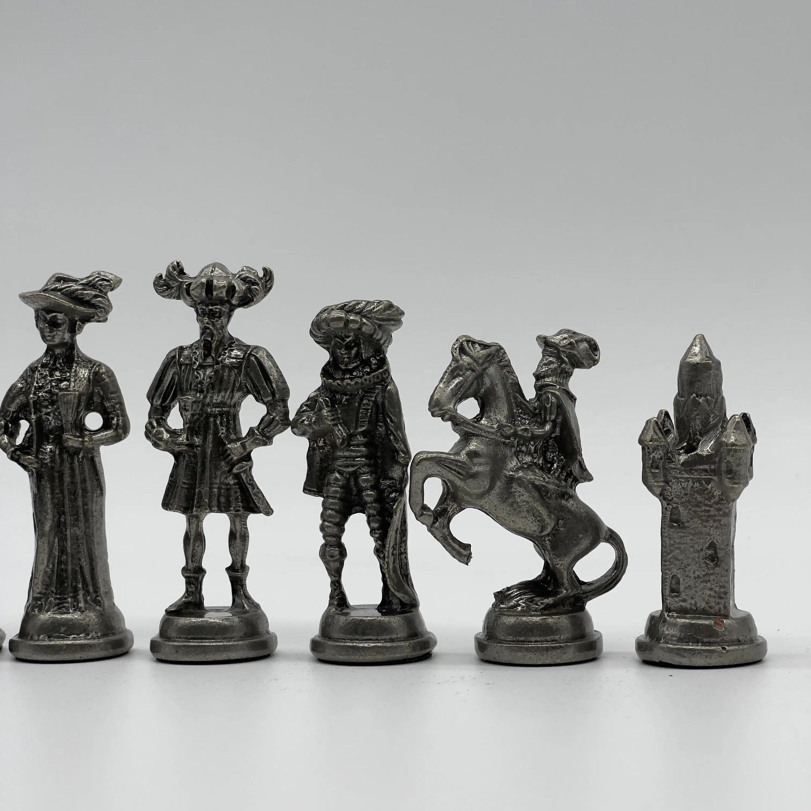 Handmade Metal Large Chess Pieces, Copper Silver Large Metal Chess Pieces