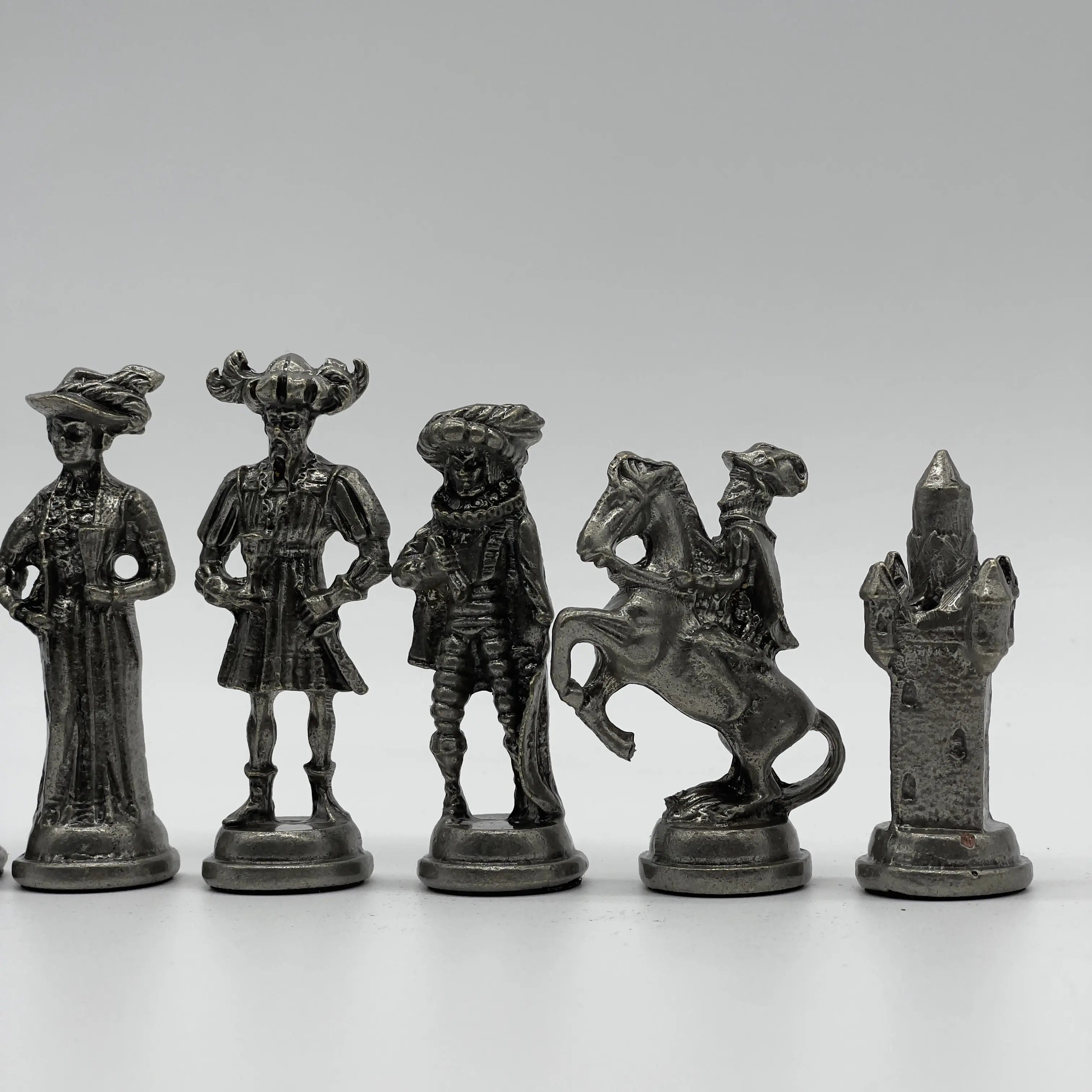 Handmade Metal Large Chess Pieces, Copper Silver Large Metal Chess Pieces