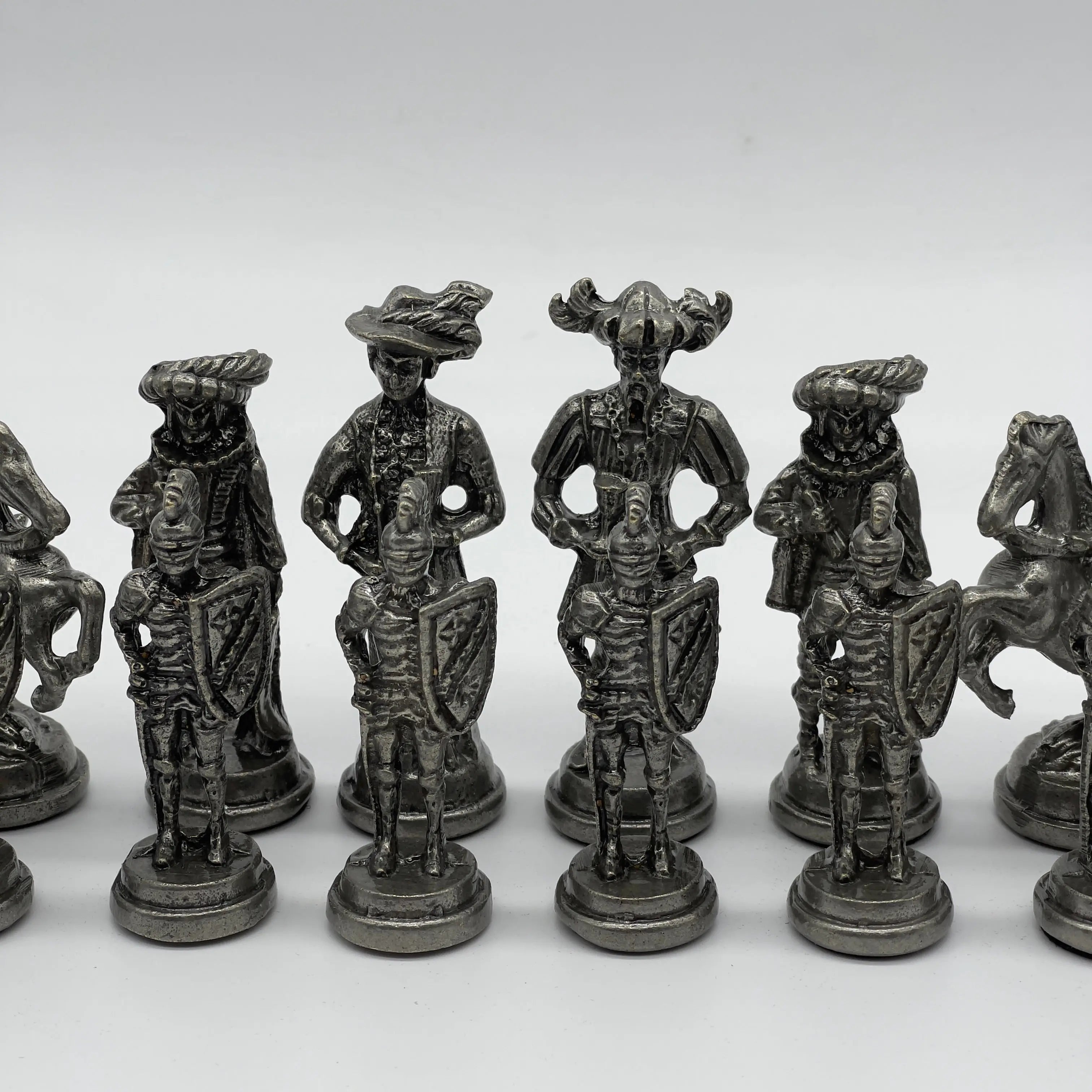 Handmade Metal Large Chess Pieces, Copper Silver Large Metal Chess Pieces