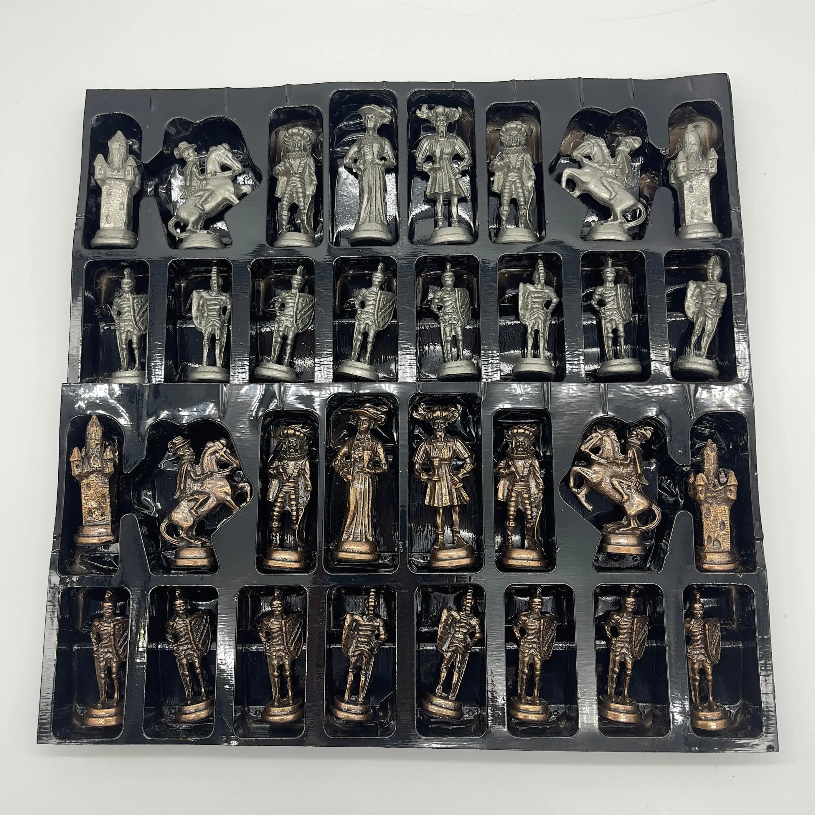 Handmade Metal Large Chess Pieces, Copper Silver Large Metal Chess Pieces