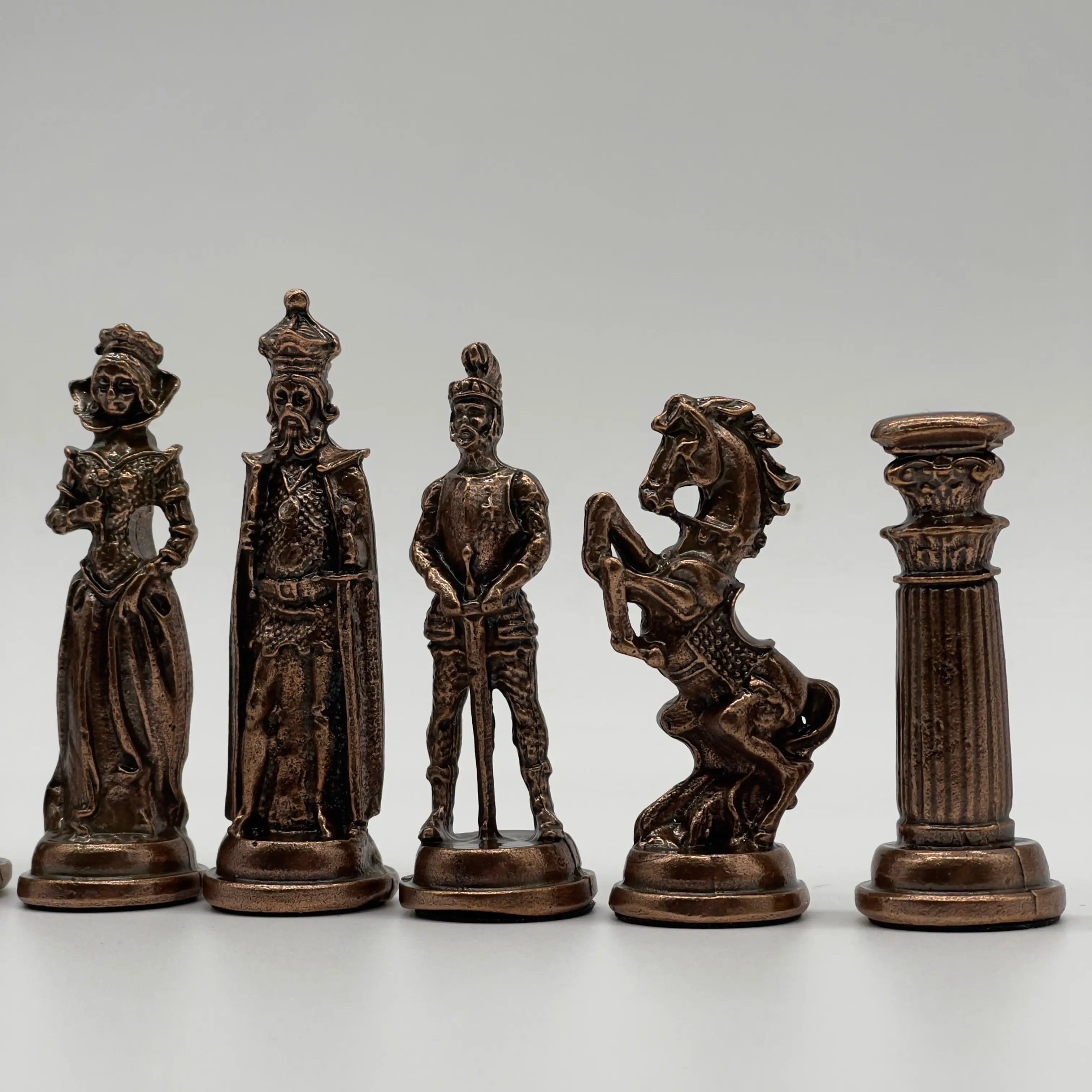 Handmade Metal Large Chess Pieces, Copper British Large Metal Chess Pieces