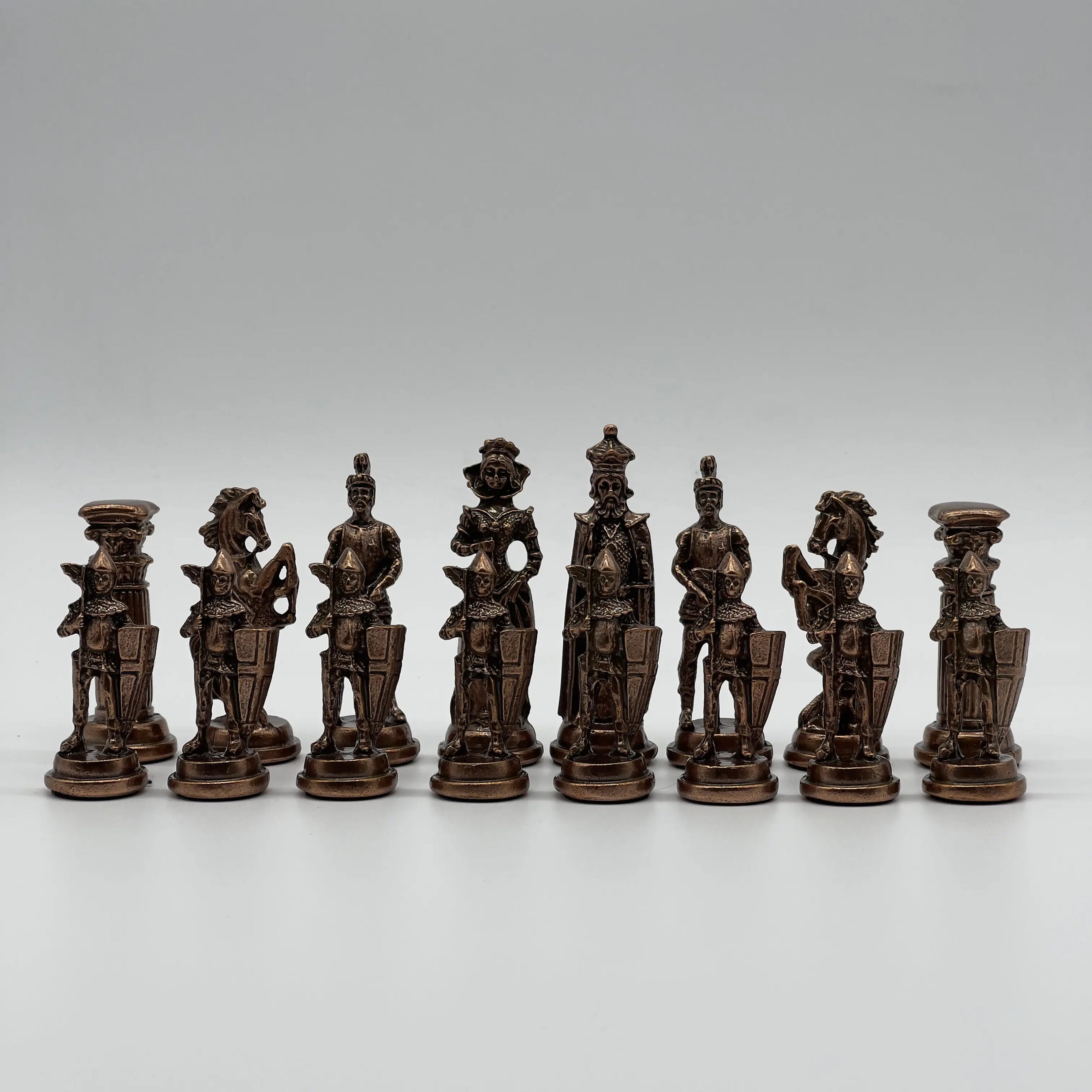 Handmade Metal Large Chess Pieces, Copper British Large Metal Chess Pieces