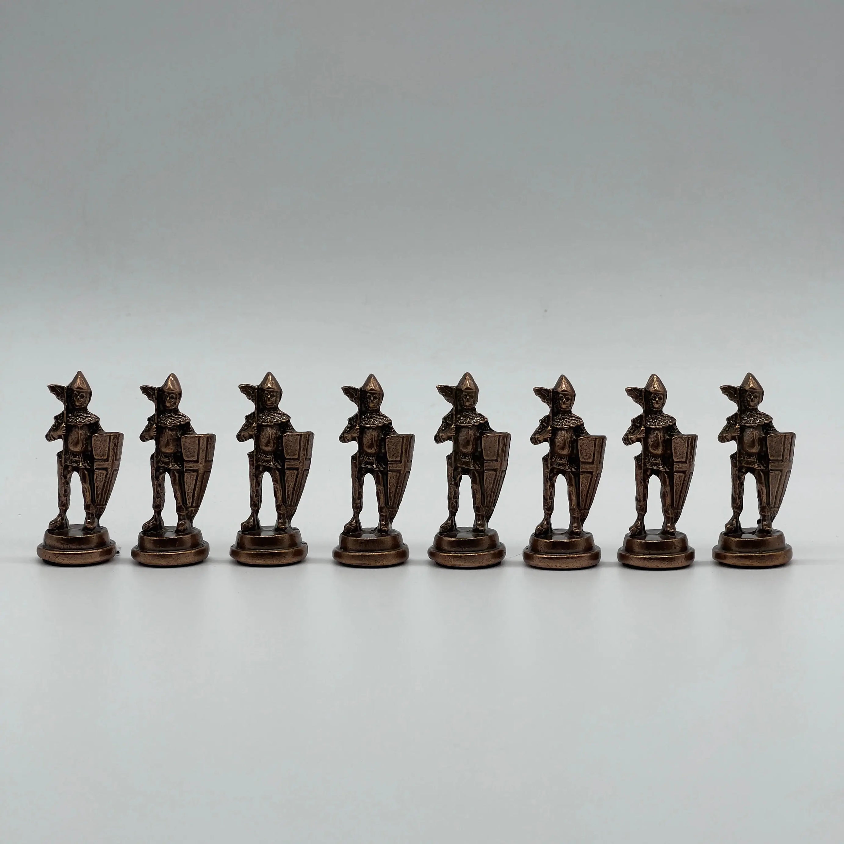 Handmade Metal Large Chess Pieces, Copper British Large Metal Chess Pieces