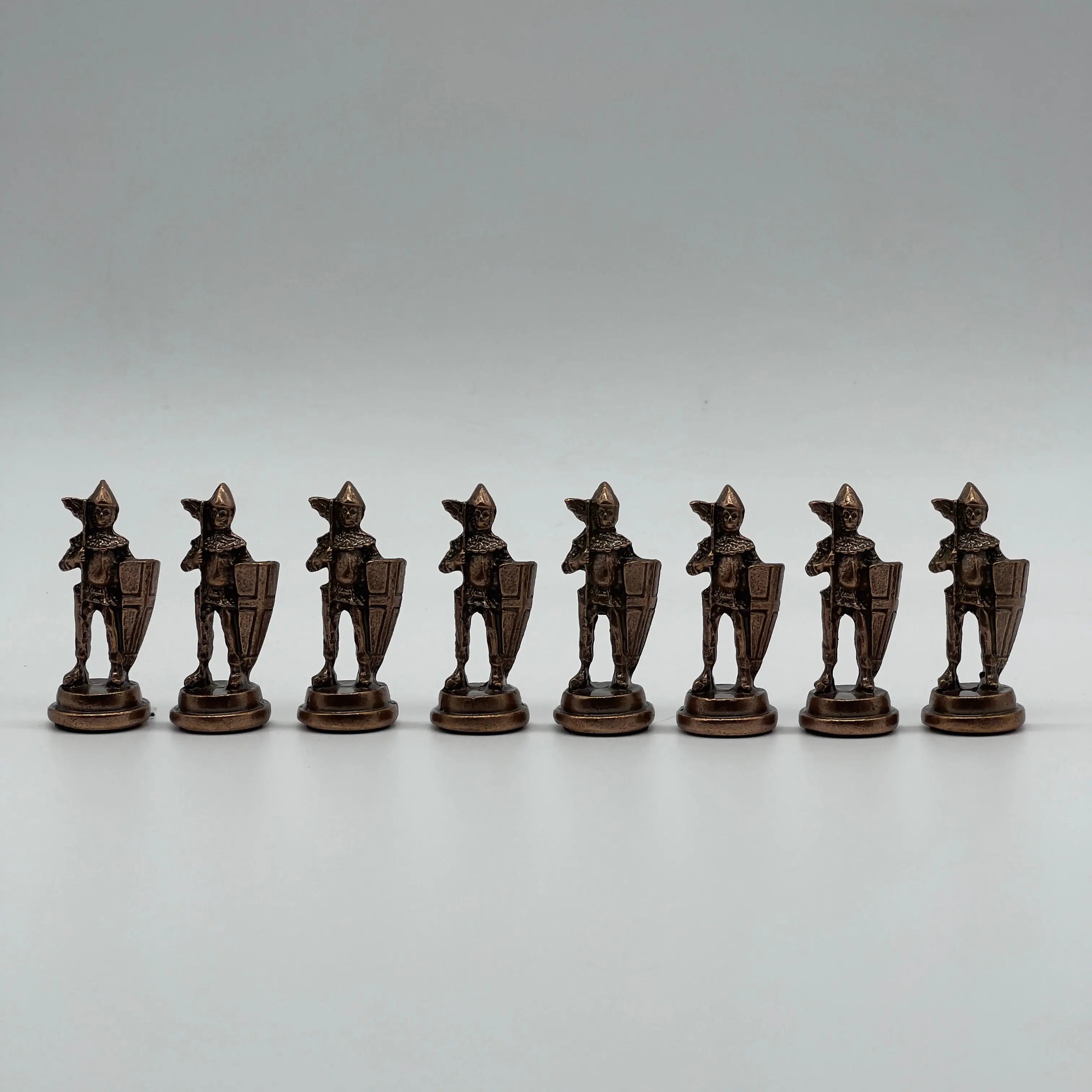 Handmade Metal Large Chess Pieces, Copper British Large Metal Chess Pieces