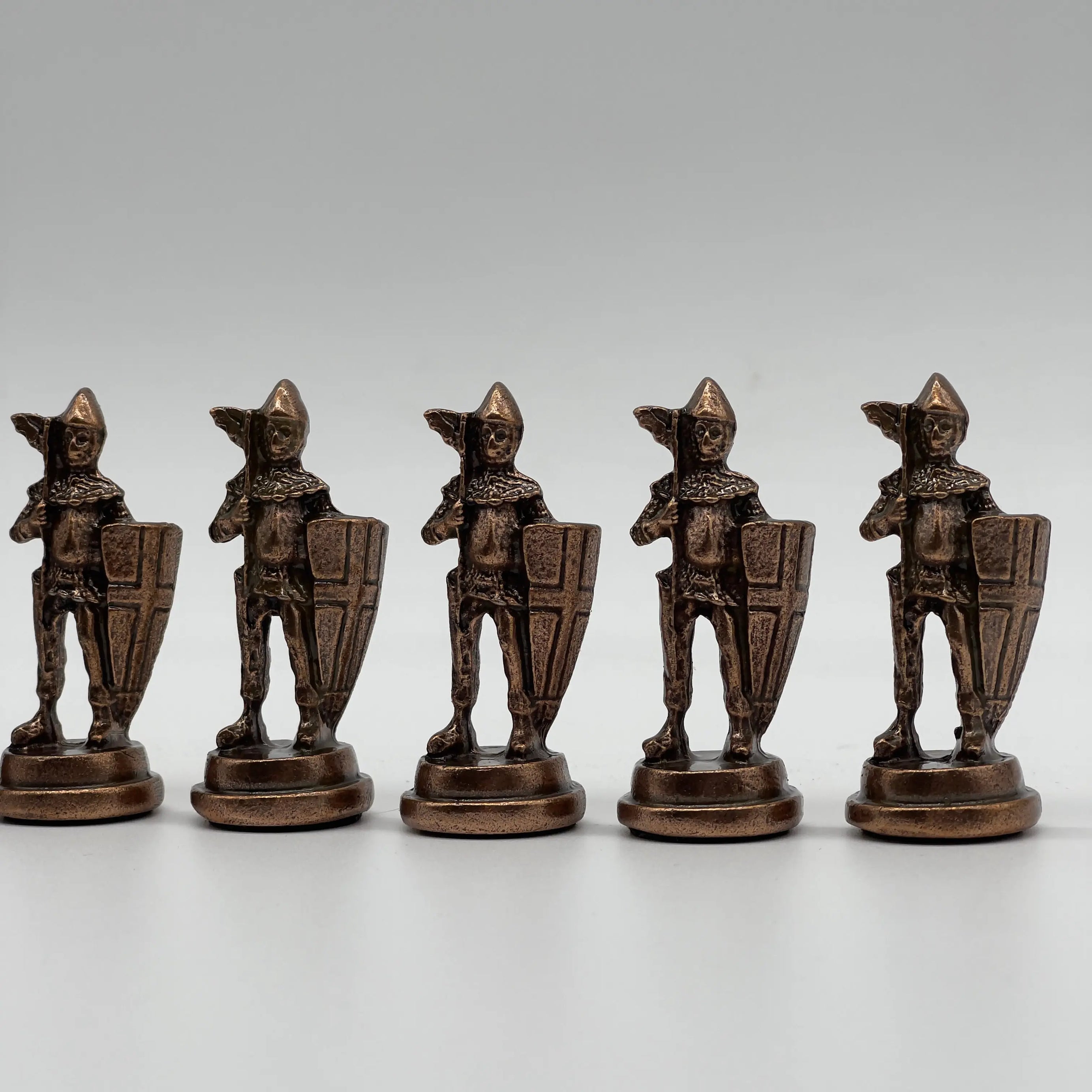 Handmade Metal Large Chess Pieces, Copper British Large Metal Chess Pieces