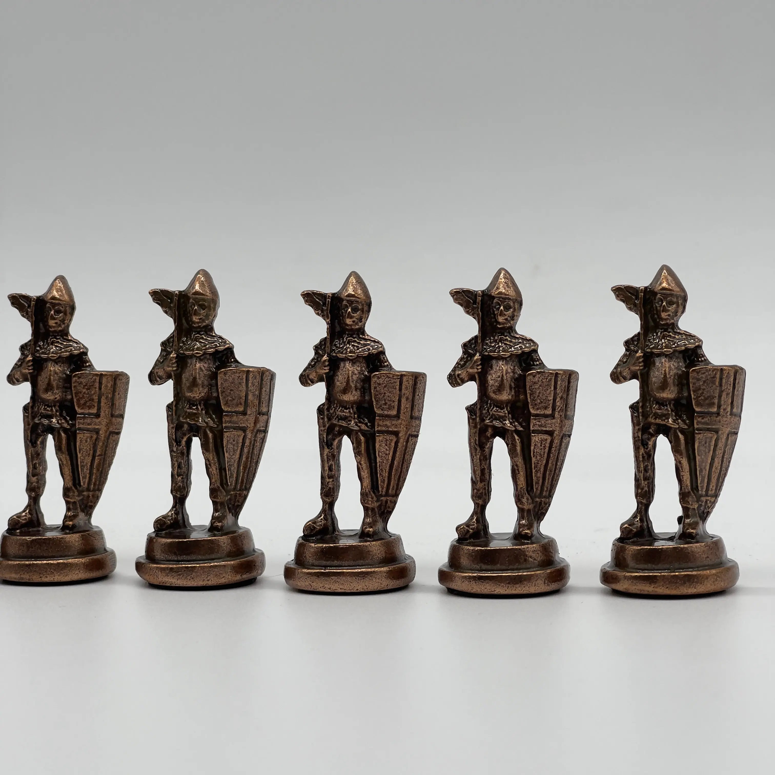 Handmade Metal Large Chess Pieces, Copper British Large Metal Chess Pieces