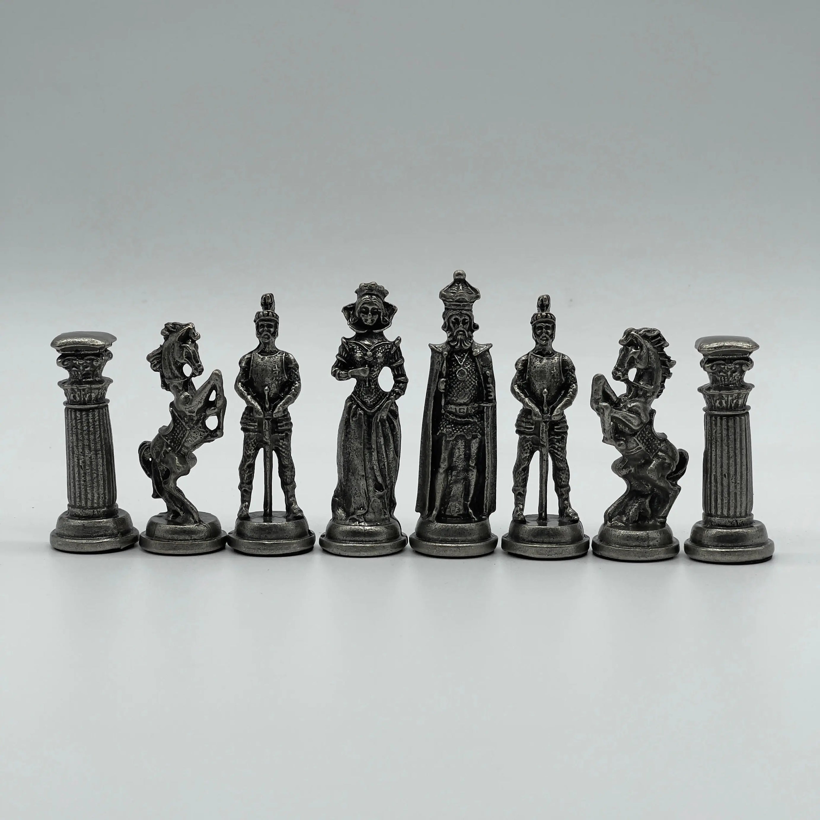 Handmade Metal Large Chess Pieces, Copper British Large Metal Chess Pieces