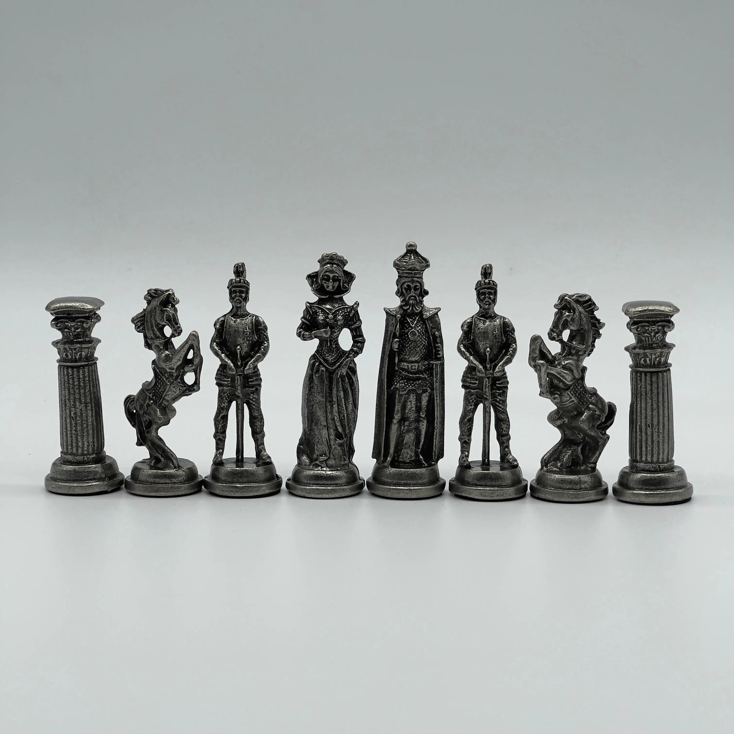 Handmade Metal Large Chess Pieces, Copper British Large Metal Chess Pieces