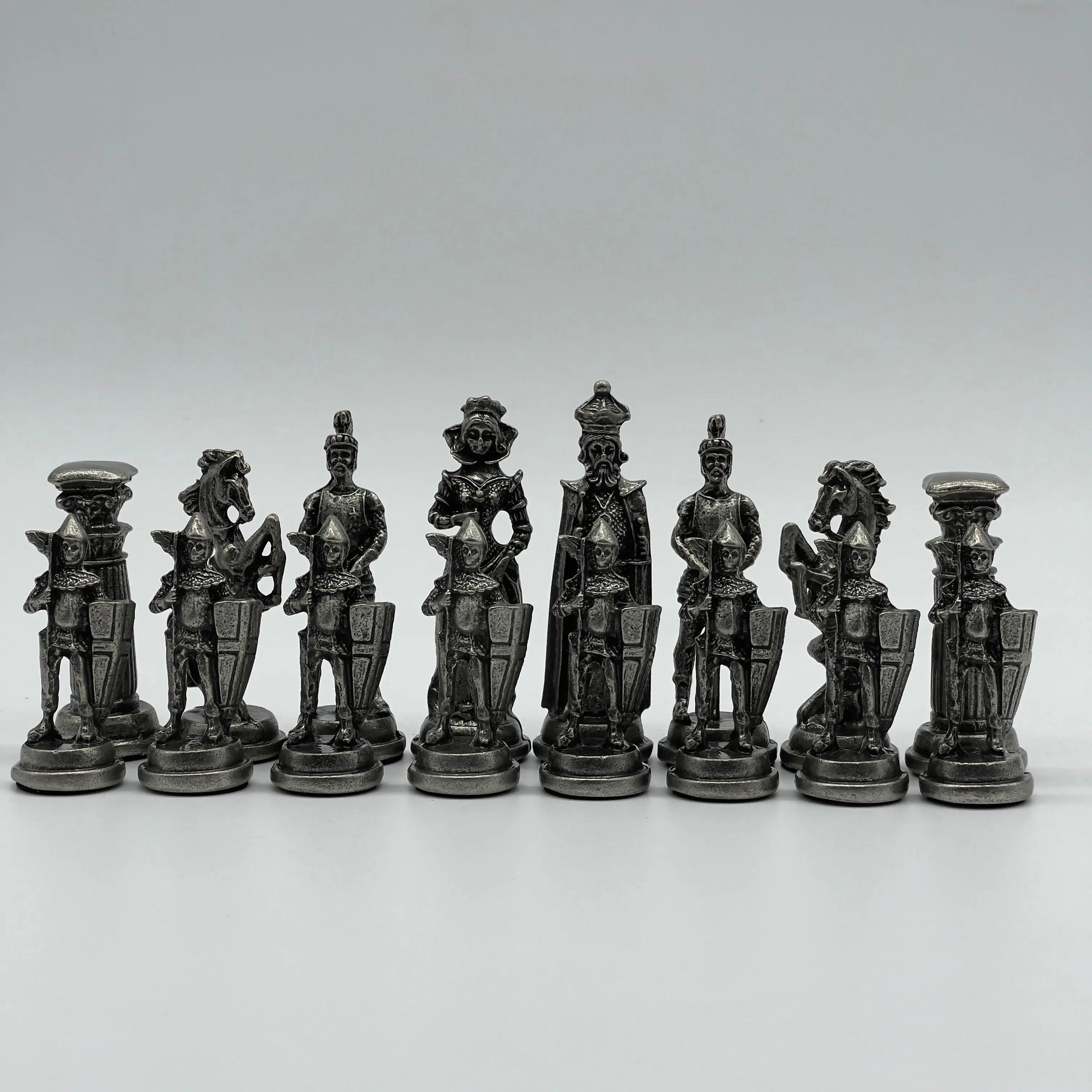 Handmade Metal Large Chess Pieces, Copper British Large Metal Chess Pieces