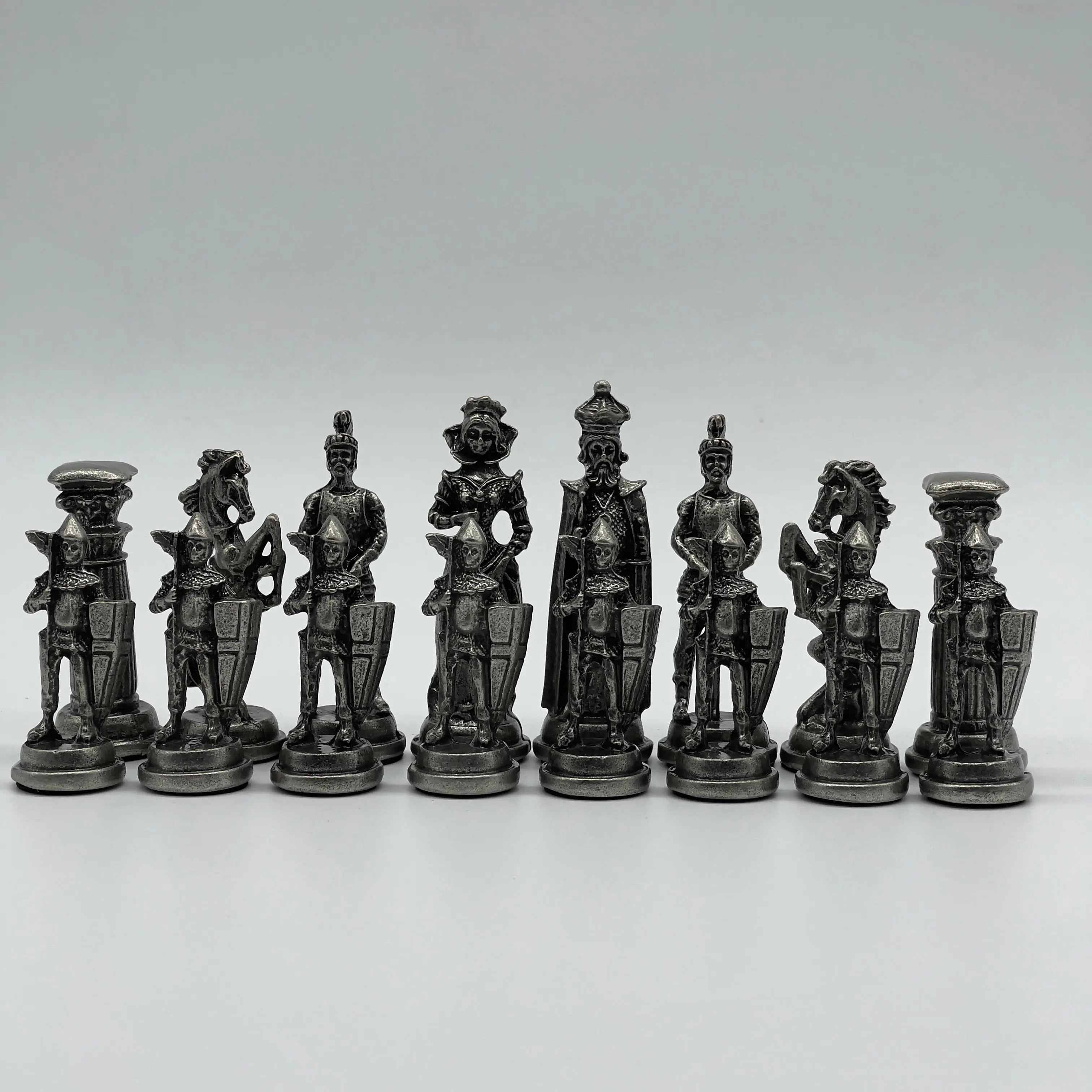 Handmade Metal Large Chess Pieces, Copper British Large Metal Chess Pieces