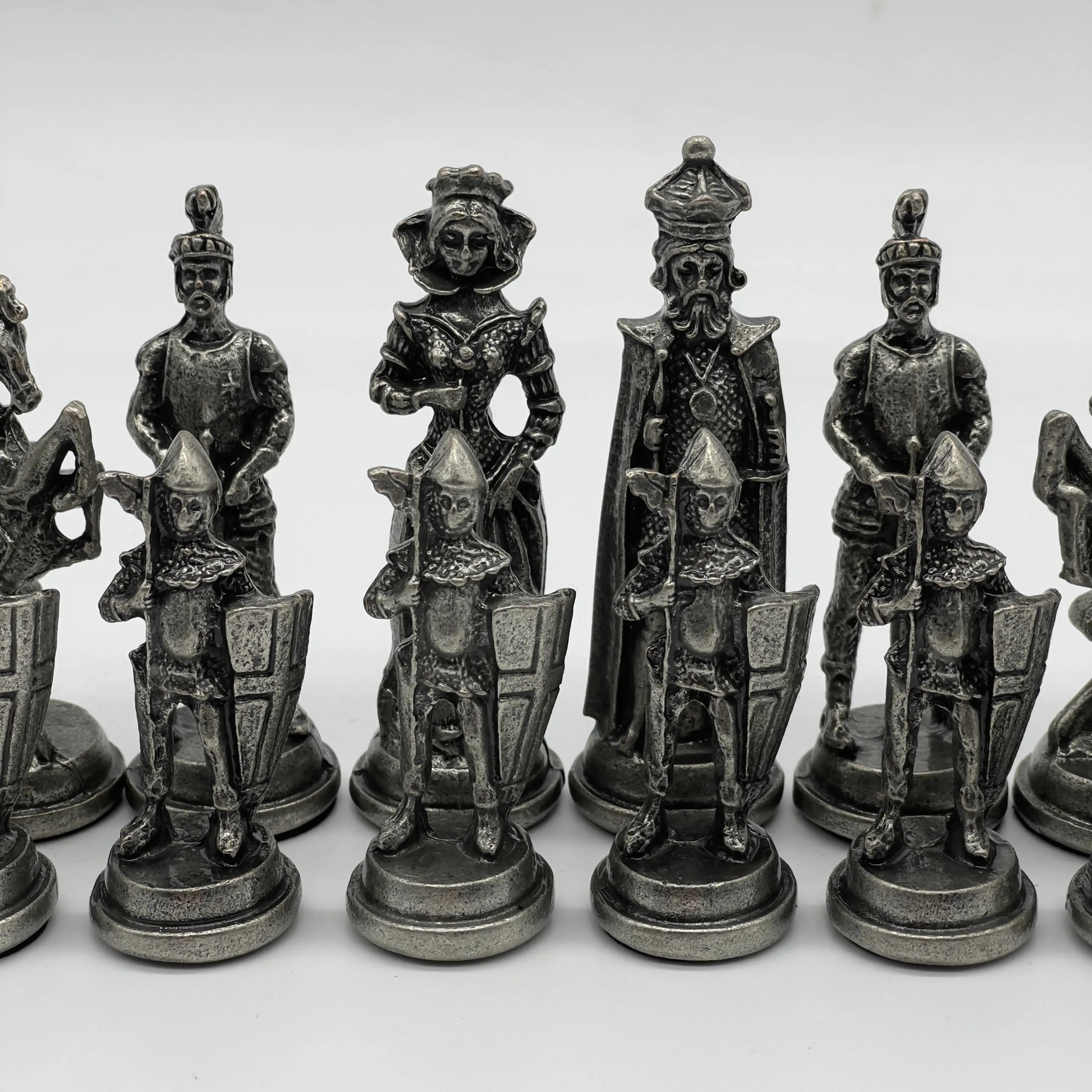 Handmade Metal Large Chess Pieces, Copper British Large Metal Chess Pieces