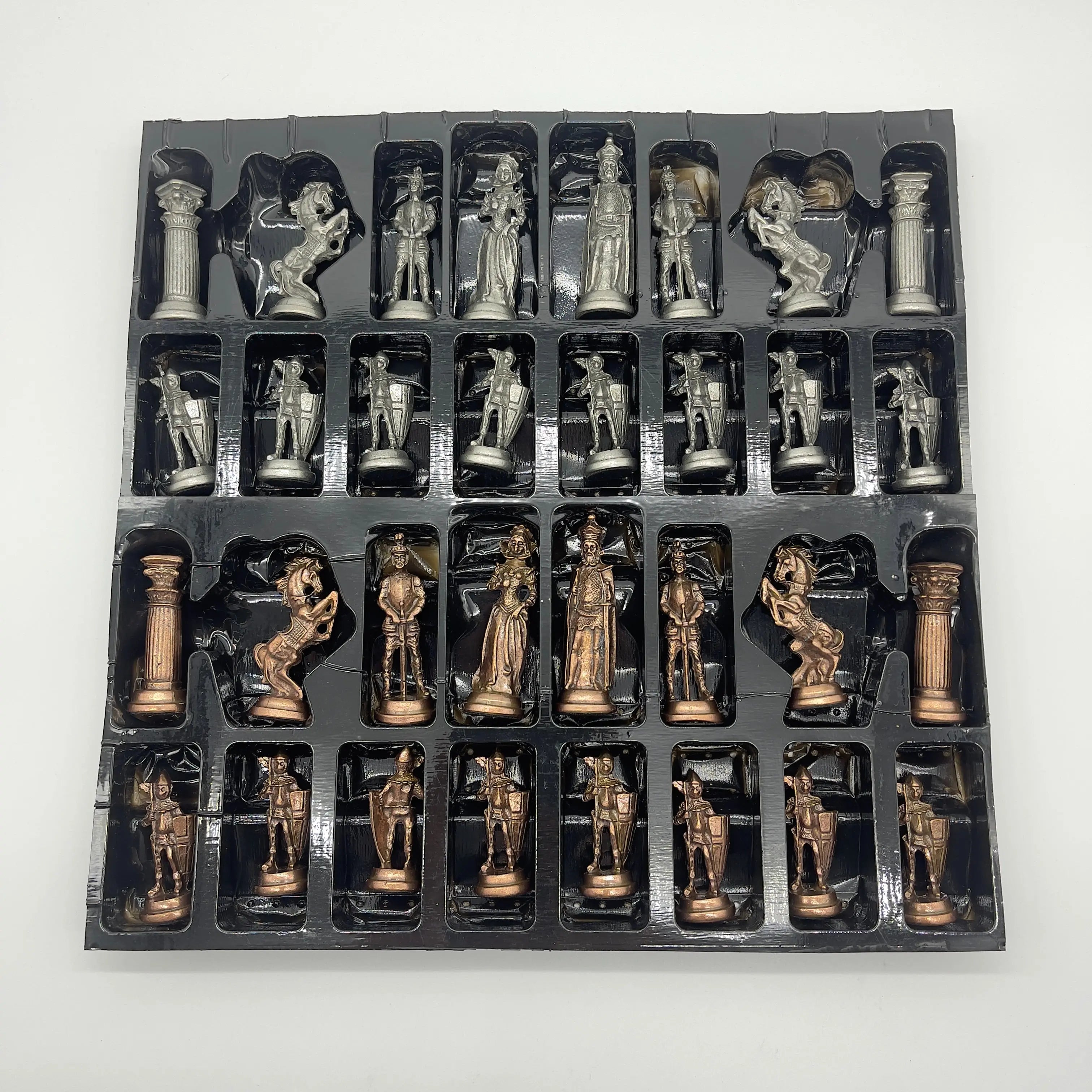 Handmade Metal Large Chess Pieces, Copper British Large Metal Chess Pieces