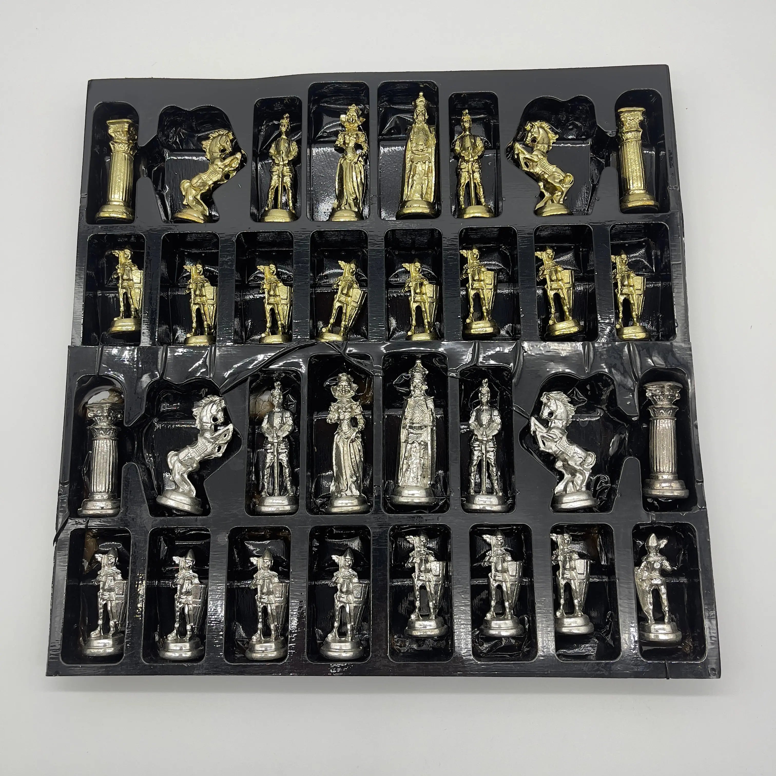 Handmade Metal Large Chess Pieces, Gold Silver Romans Large Metal Chess Pieces