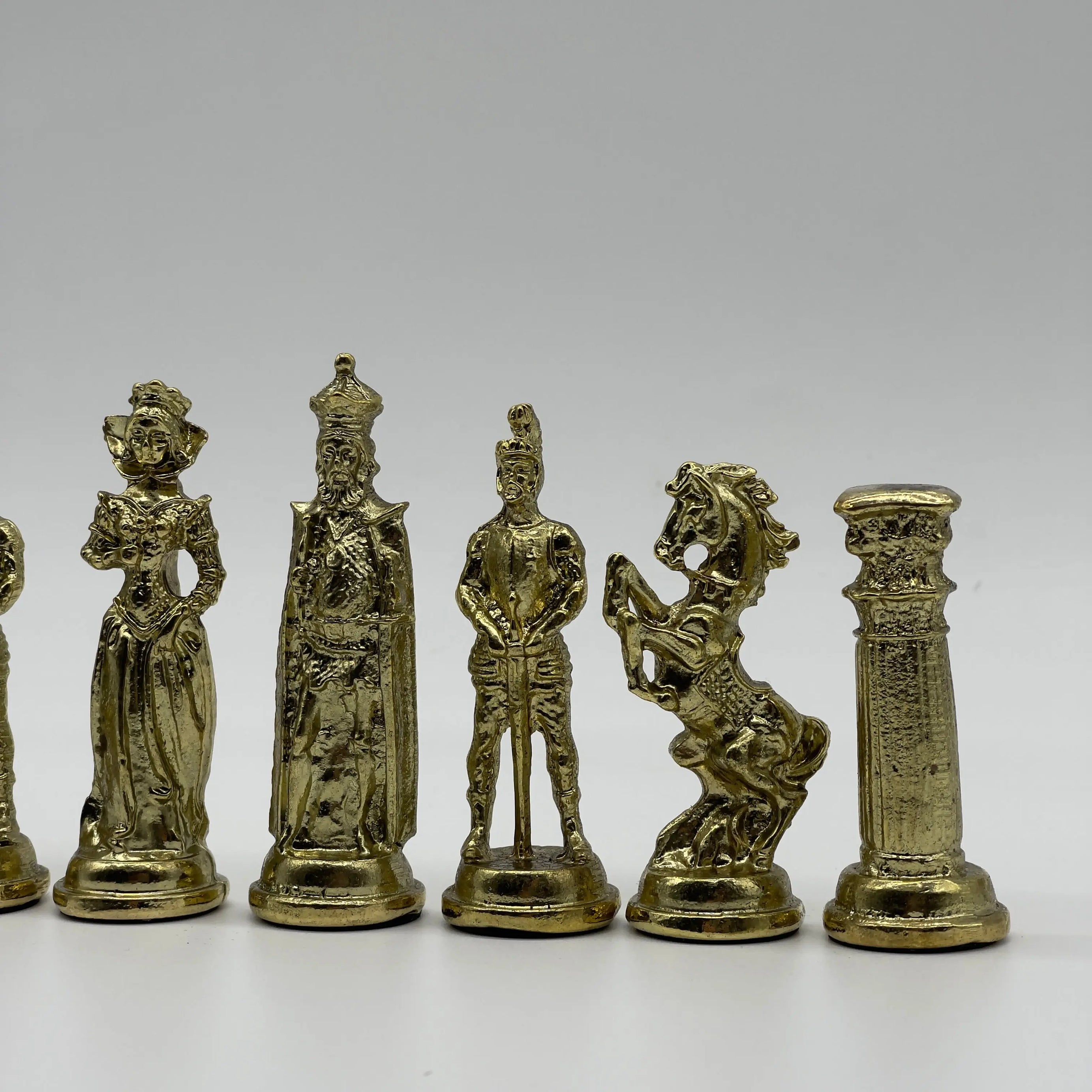 Handmade Metal Large Chess Pieces, Gold Silver Romans Large Metal Chess Pieces
