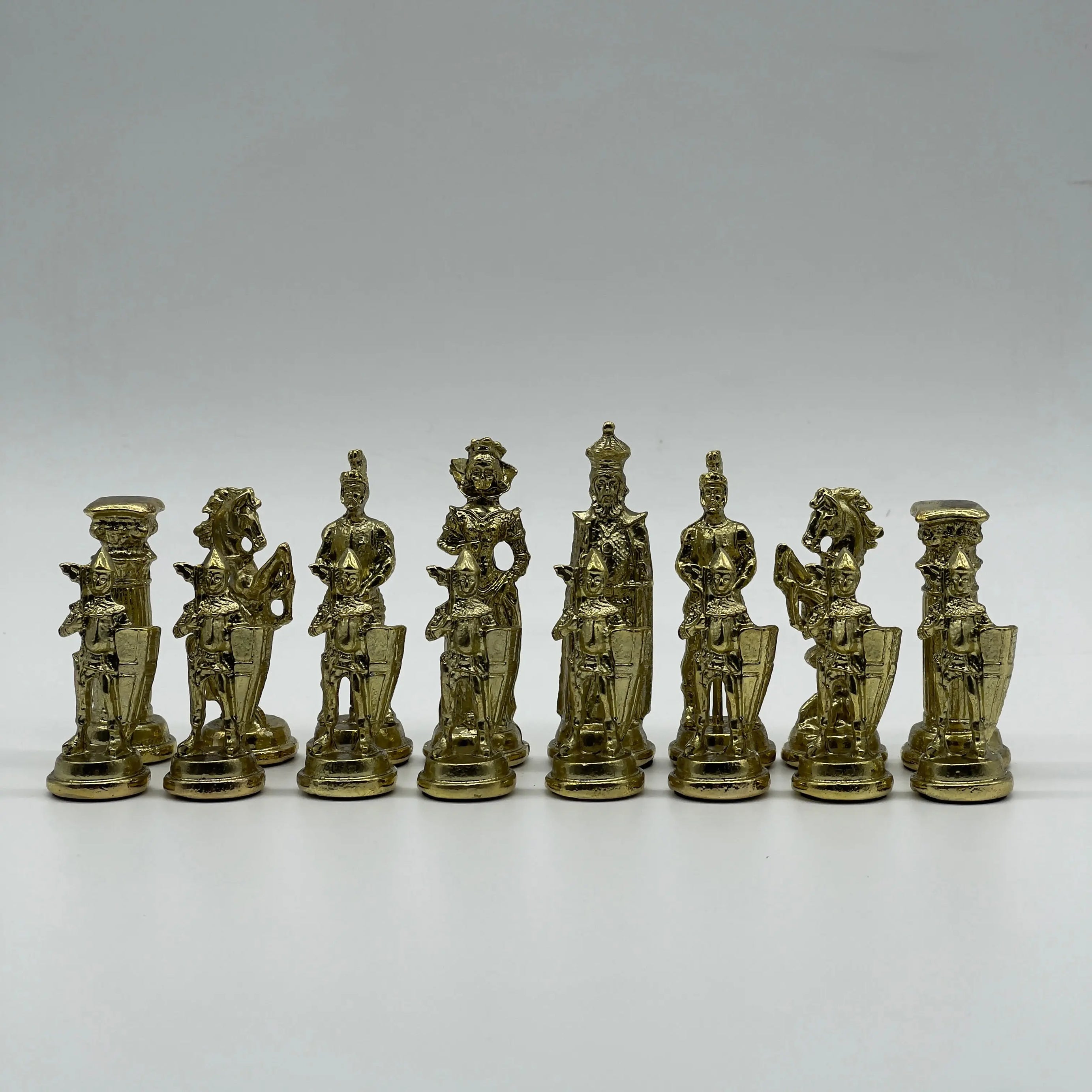 Handmade Metal Large Chess Pieces, Gold Silver Romans Large Metal Chess Pieces