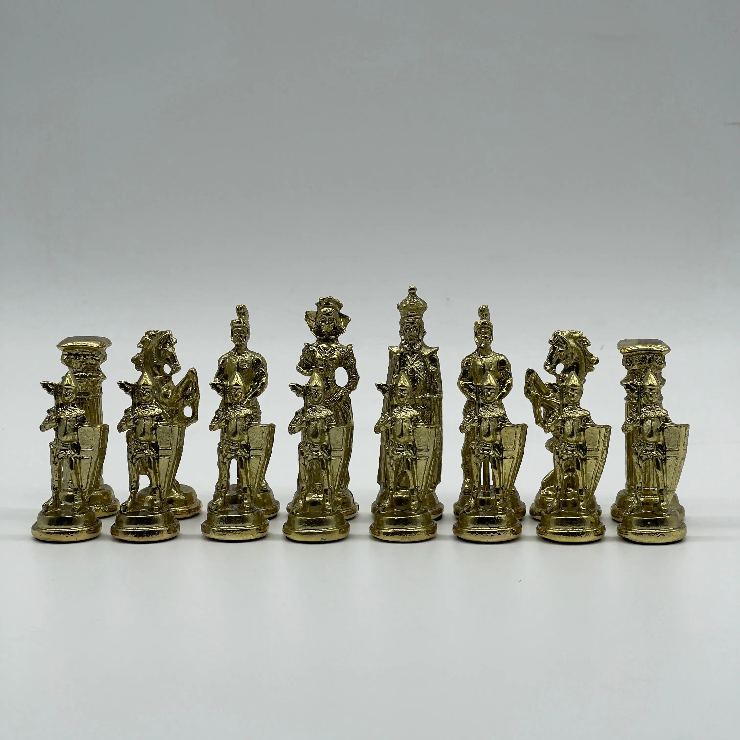 Handmade Metal Large Chess Pieces, Gold Silver Romans Large Metal Chess Pieces