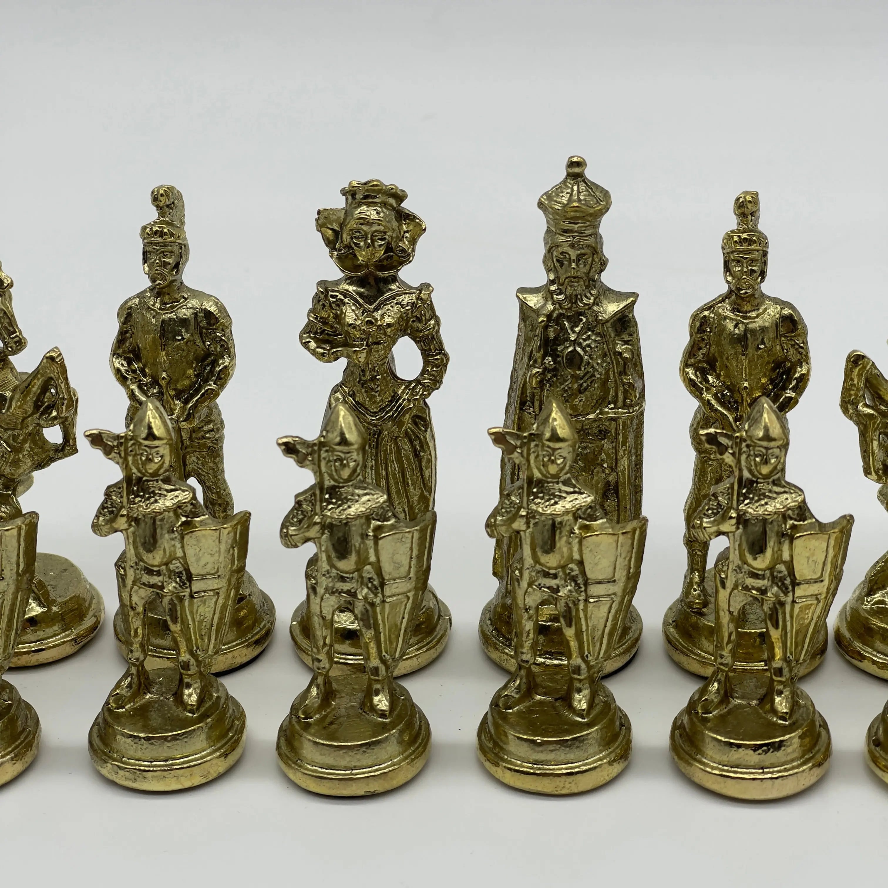 Handmade Metal Large Chess Pieces, Gold Silver Romans Large Metal Chess Pieces