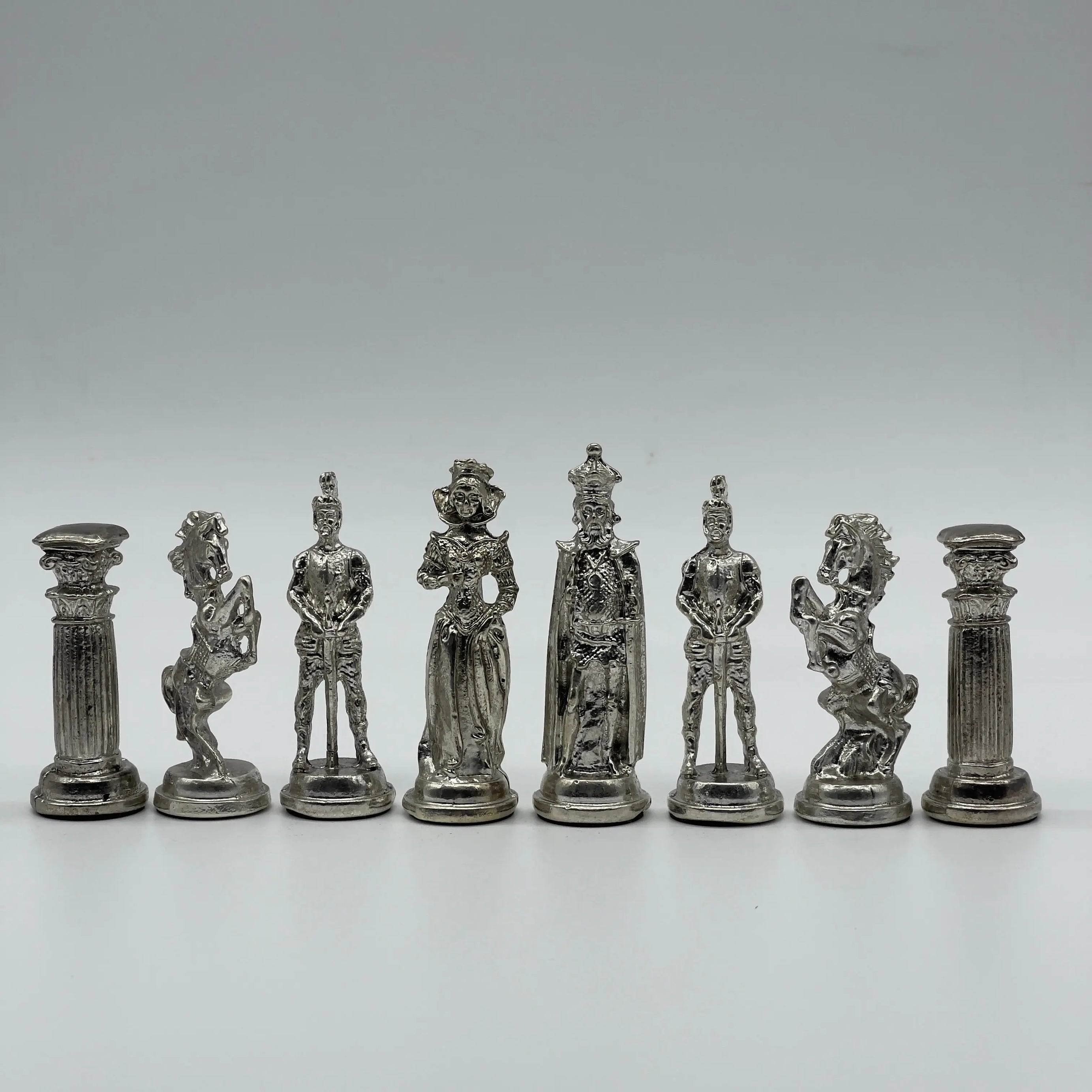 Handmade Metal Large Chess Pieces, Gold Silver Romans Large Metal Chess Pieces