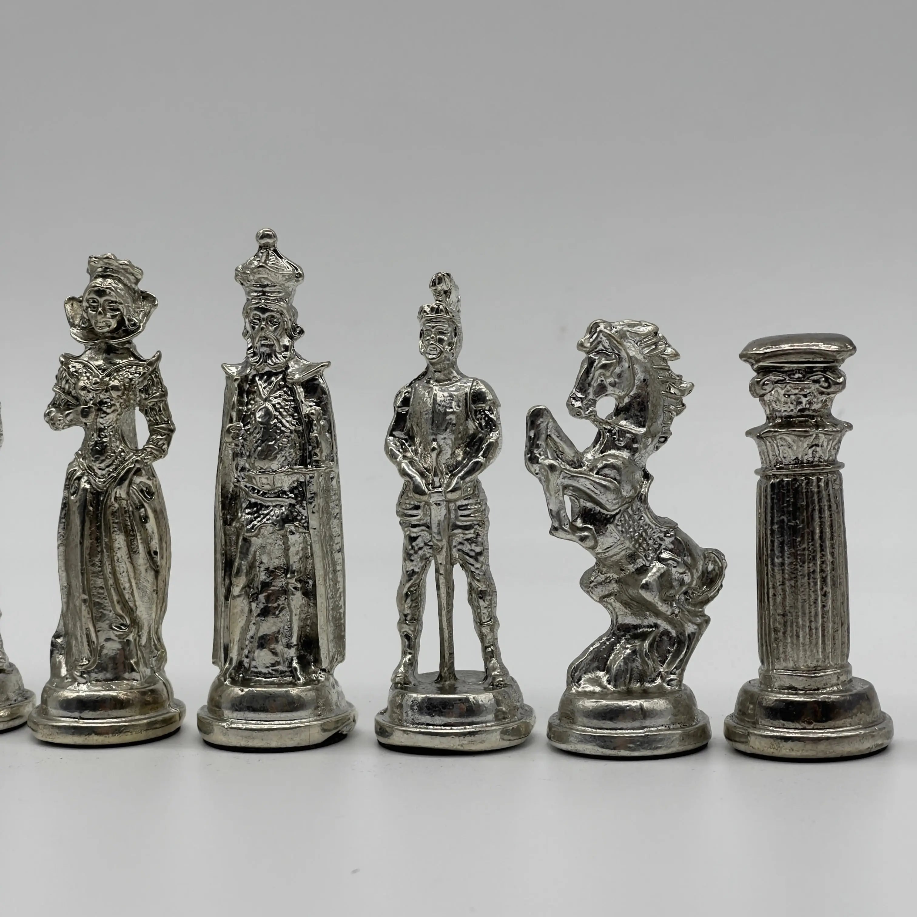 Handmade Metal Large Chess Pieces, Gold Silver Romans Large Metal Chess Pieces