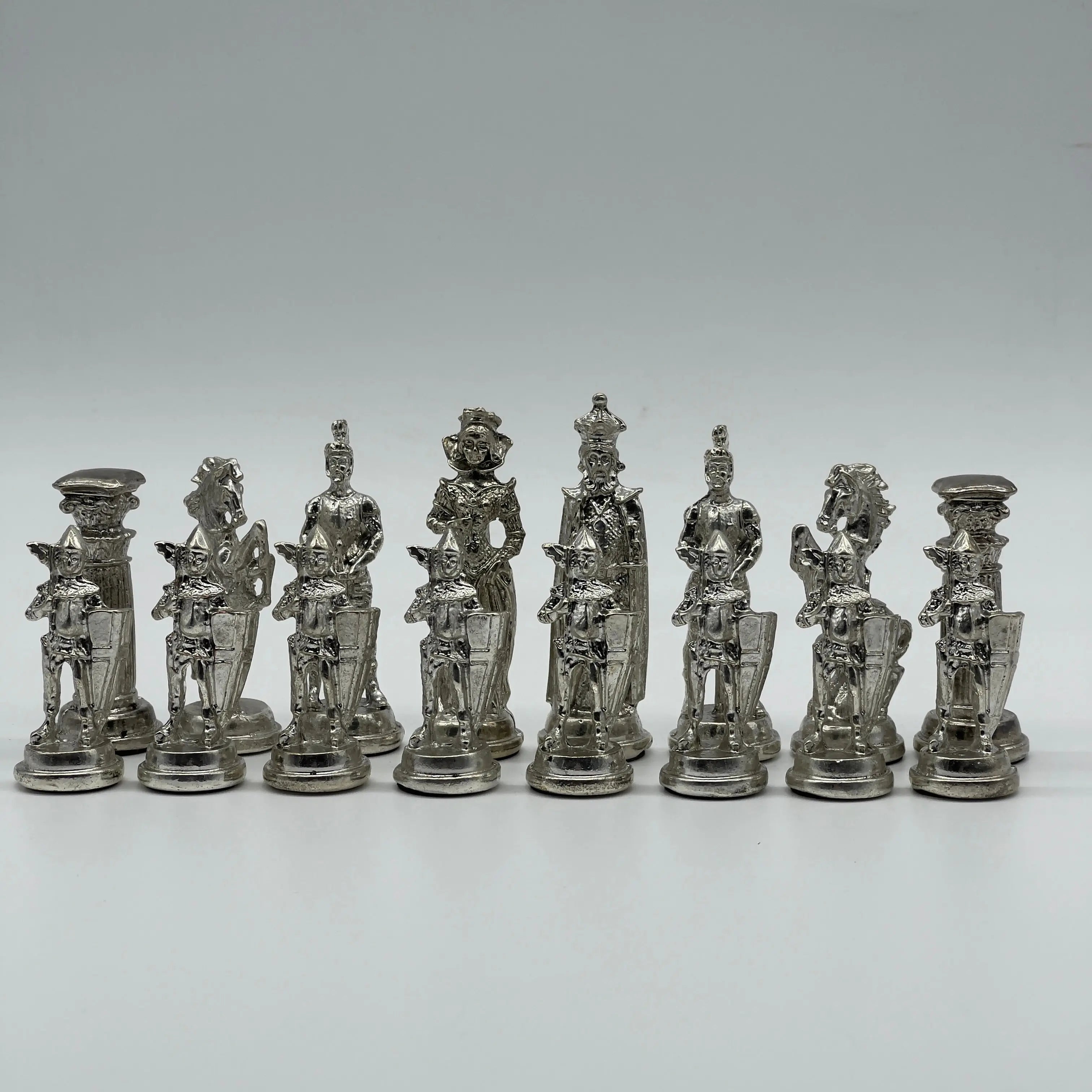 Handmade Metal Large Chess Pieces, Gold Silver Romans Large Metal Chess Pieces