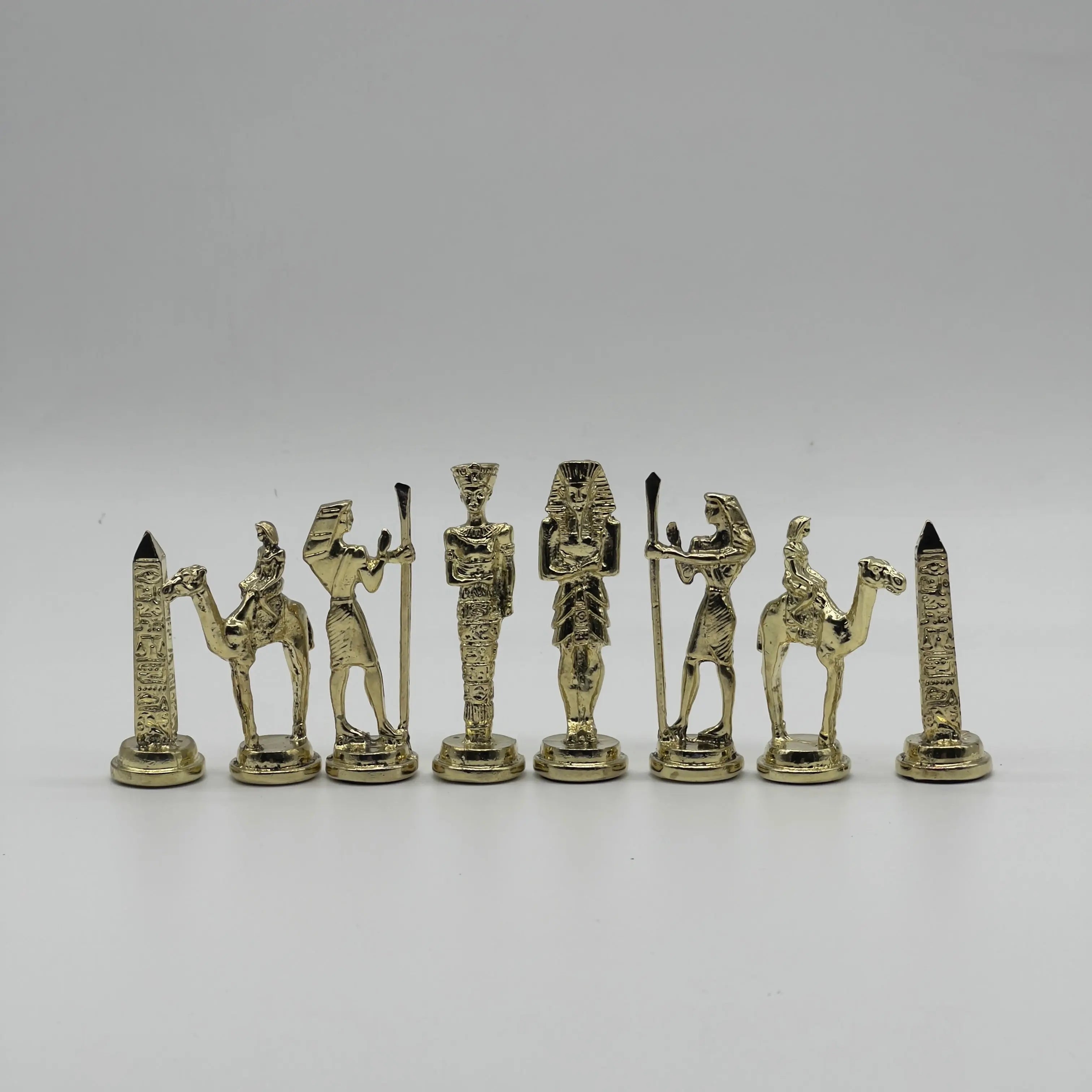 Handmade Egyptian Metal-Silver Gold Chess Pieces Set, Chess Pieces Set