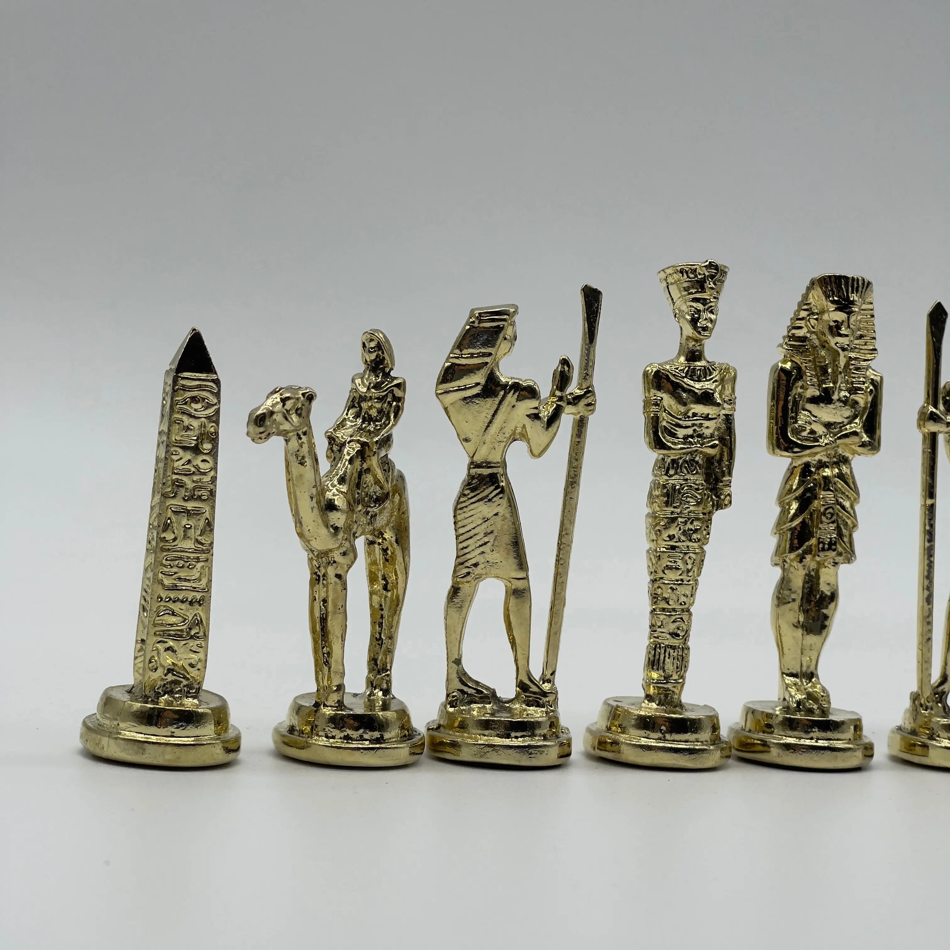 Handmade Egyptian Metal-Silver Gold Chess Pieces Set, Chess Pieces Set