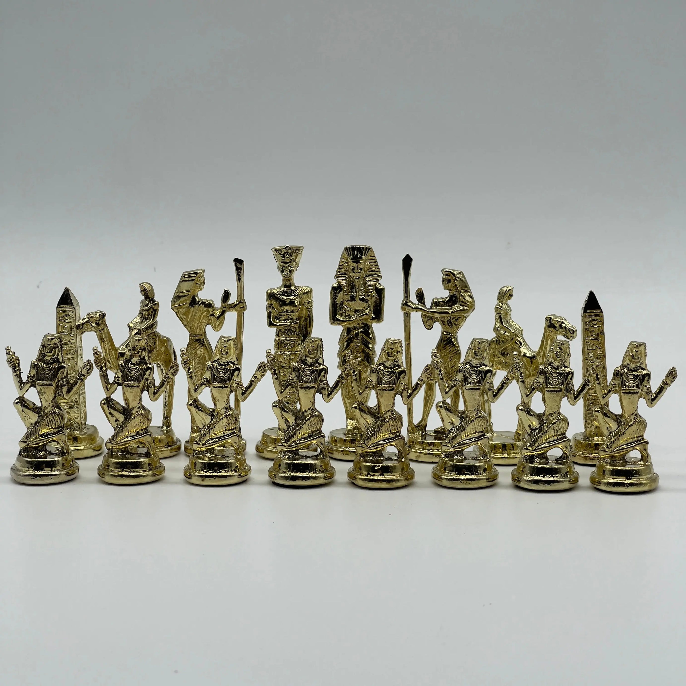 Handmade Egyptian Metal-Silver Gold Chess Pieces Set, Chess Pieces Set