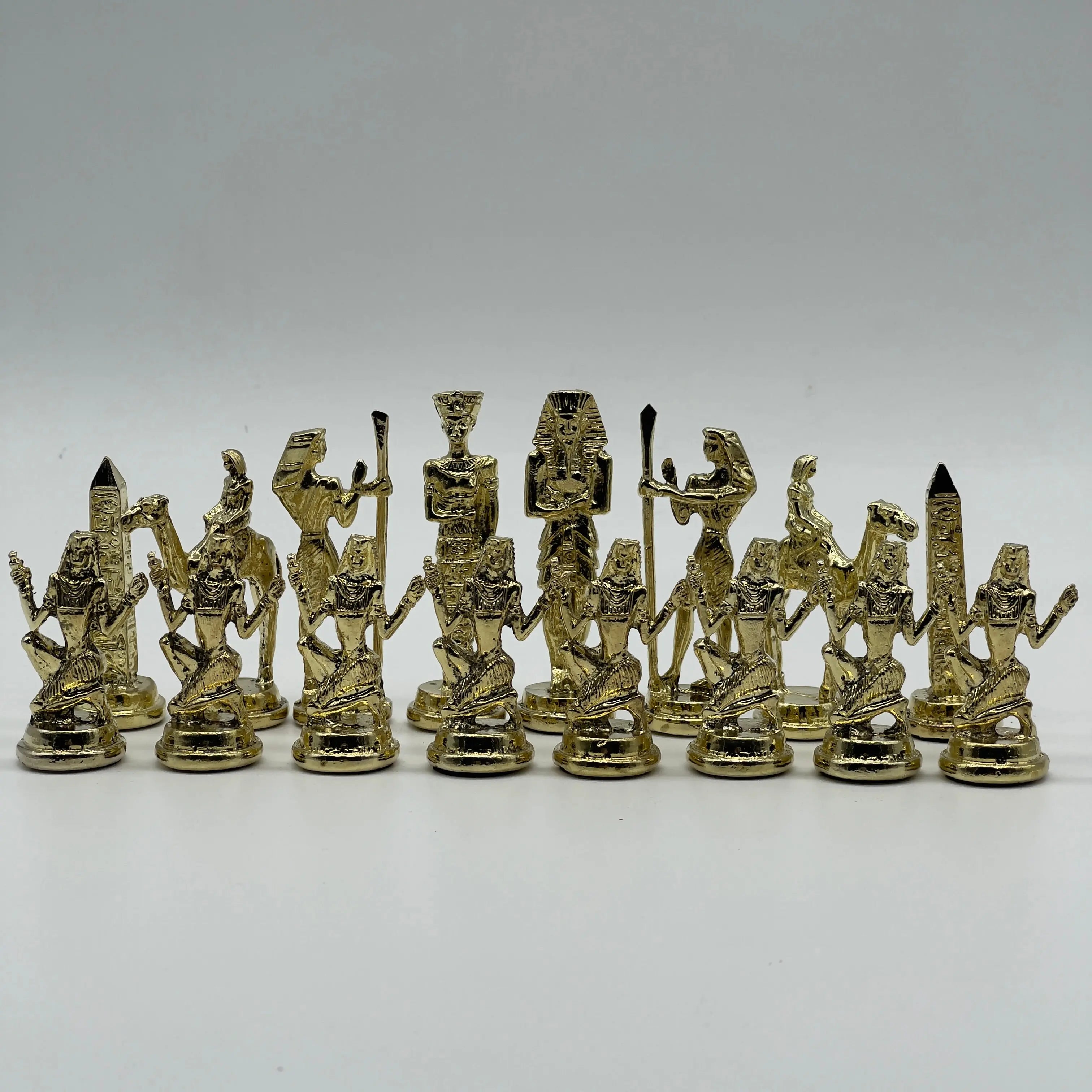 Handmade Egyptian Metal-Silver Gold Chess Pieces Set, Chess Pieces Set