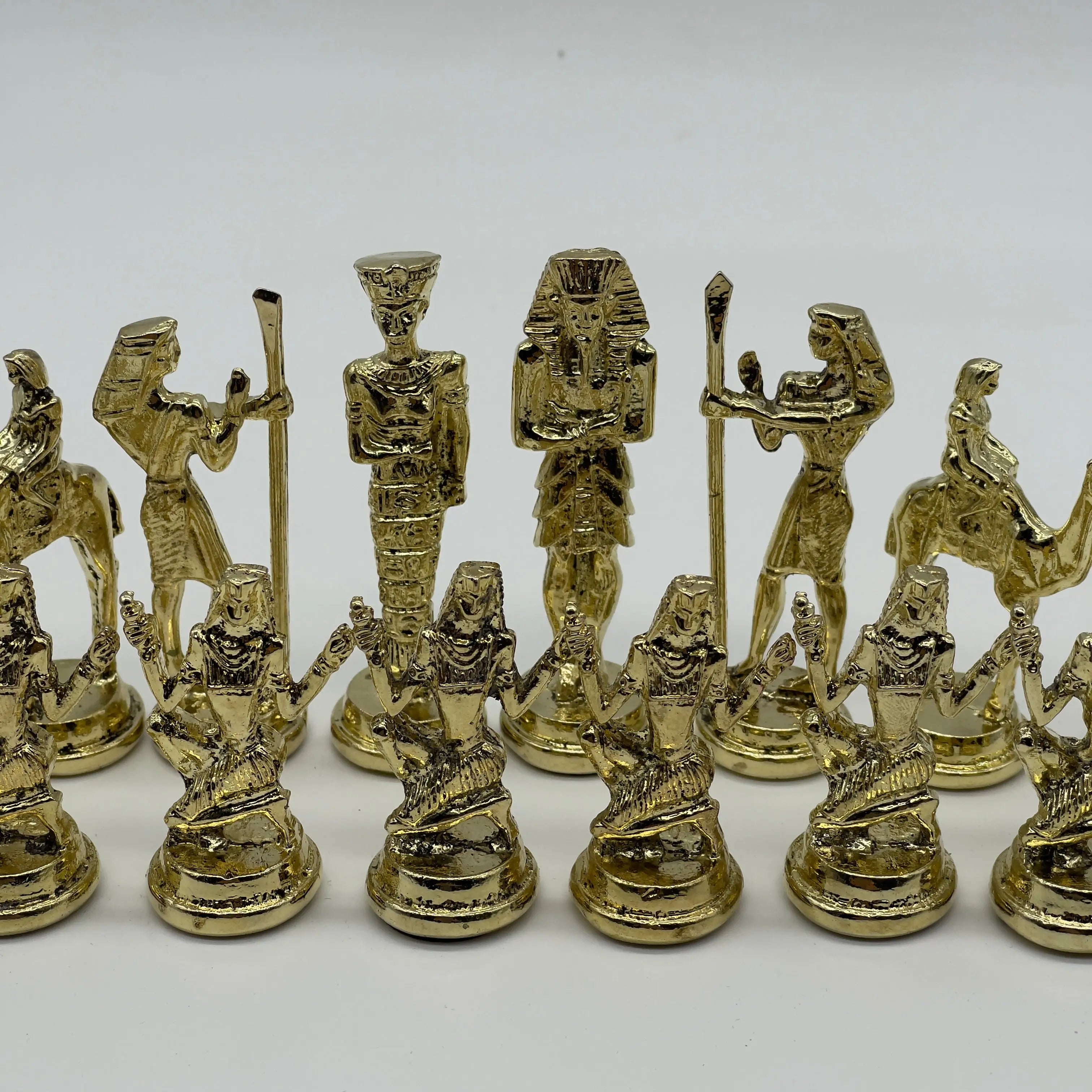 Handmade Egyptian Metal-Silver Gold Chess Pieces Set, Chess Pieces Set
