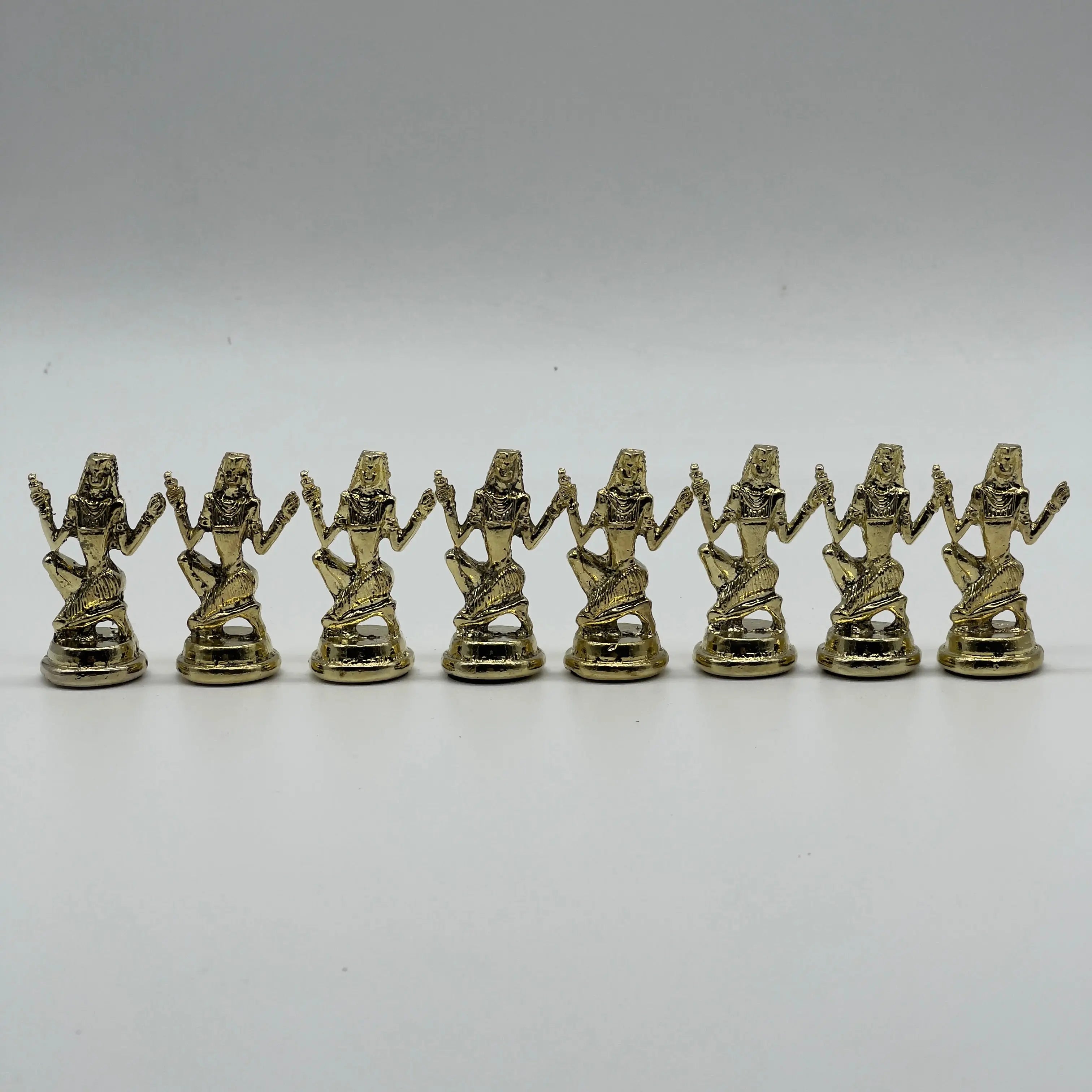Handmade Egyptian Metal-Silver Gold Chess Pieces Set, Chess Pieces Set