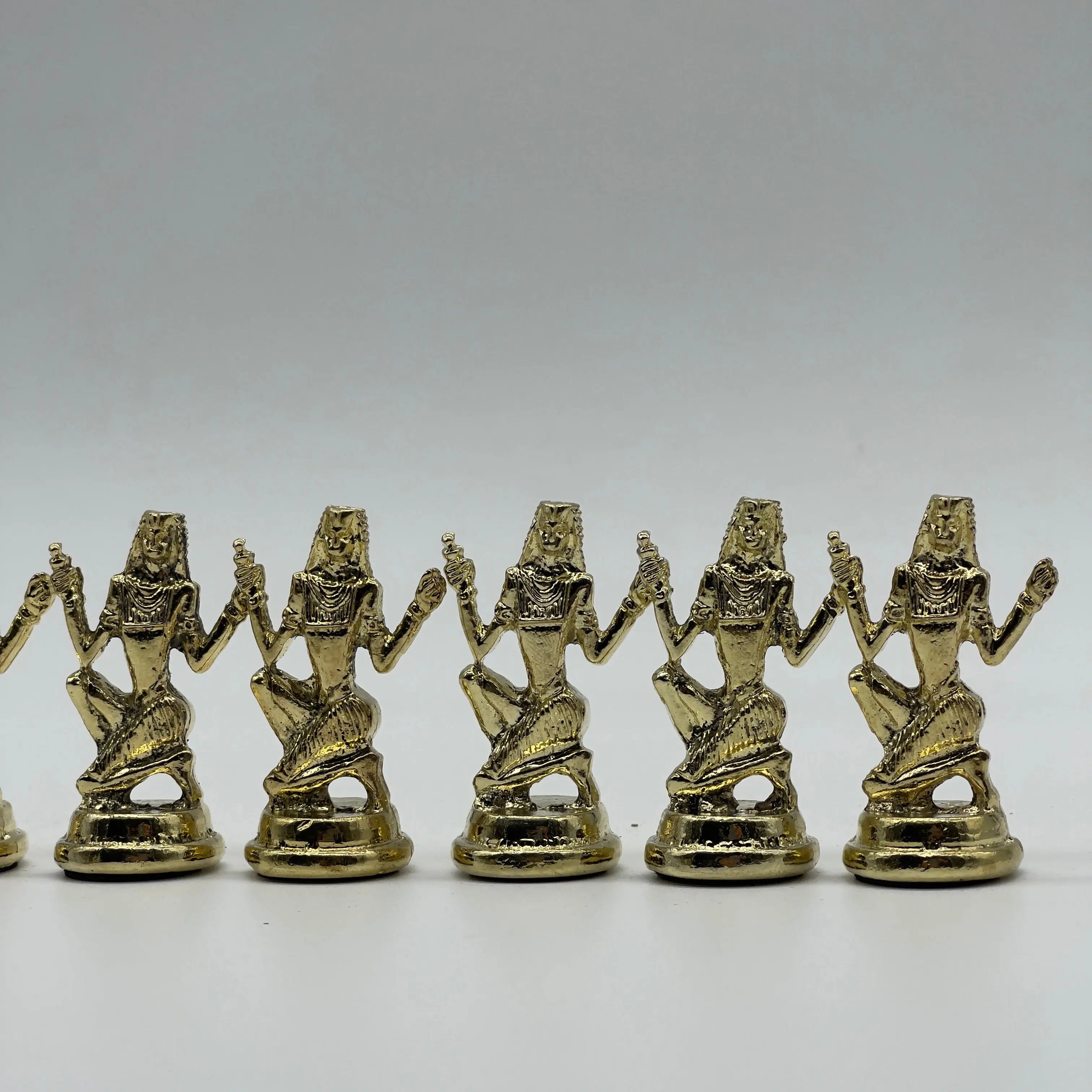 Handmade Egyptian Metal-Silver Gold Chess Pieces Set, Chess Pieces Set